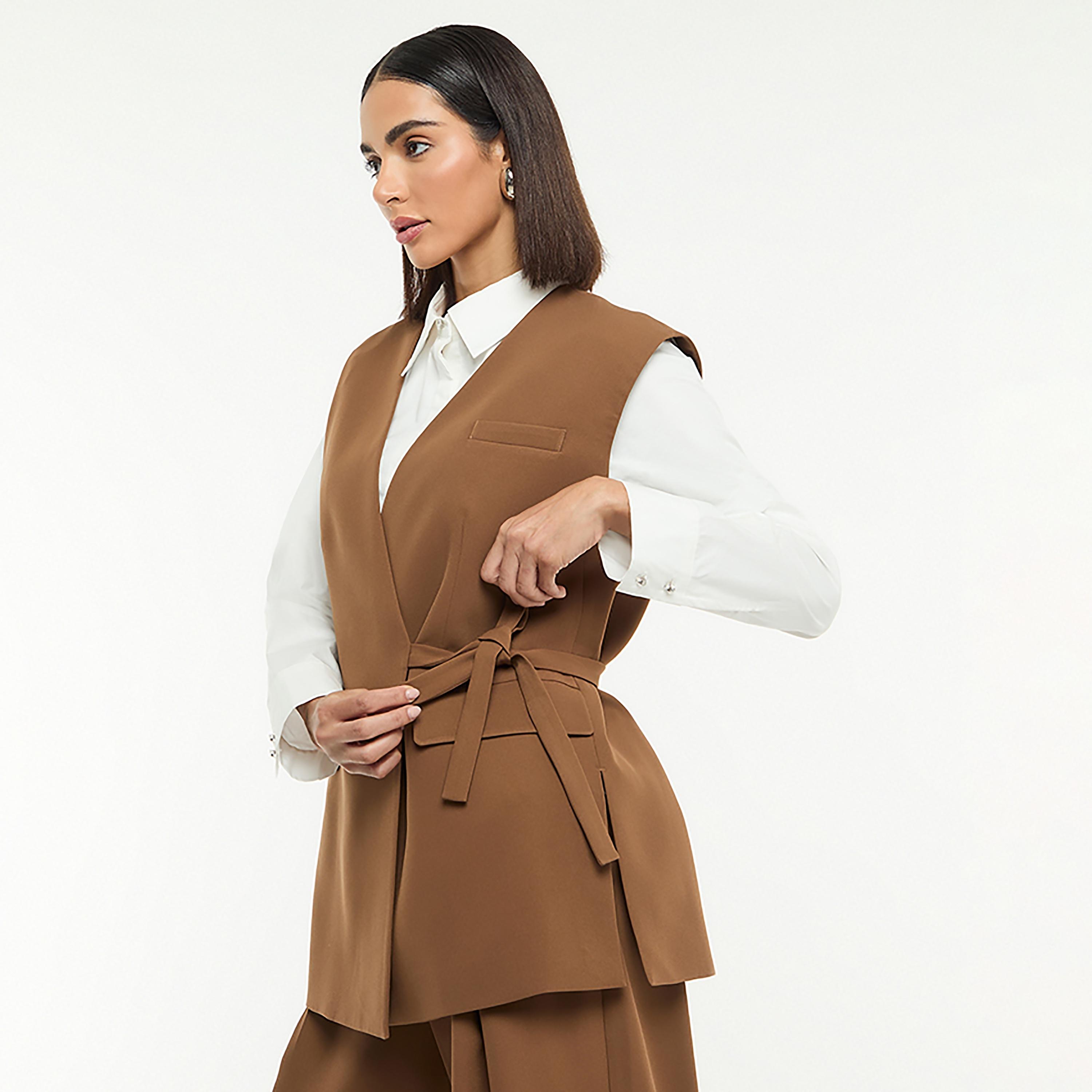 BCBG Browm Oversized Women's Wrap Vest-women-winterwear-coatsandjackets-waistcoats-image-5