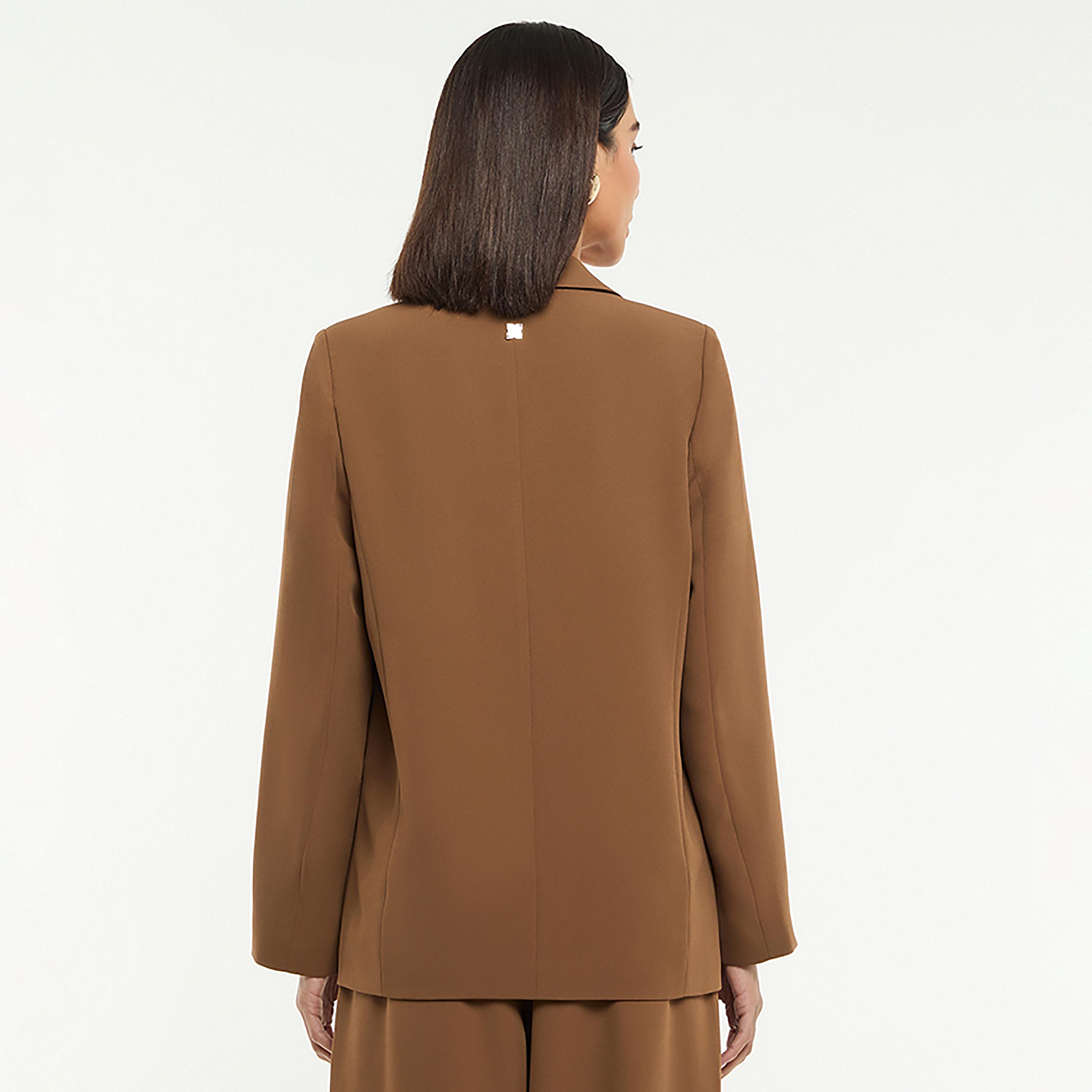 BCBG Brown Lapel Collar Women's Double Breasted Blazer-women-clothing-coatsandjackets-blazers-image-3