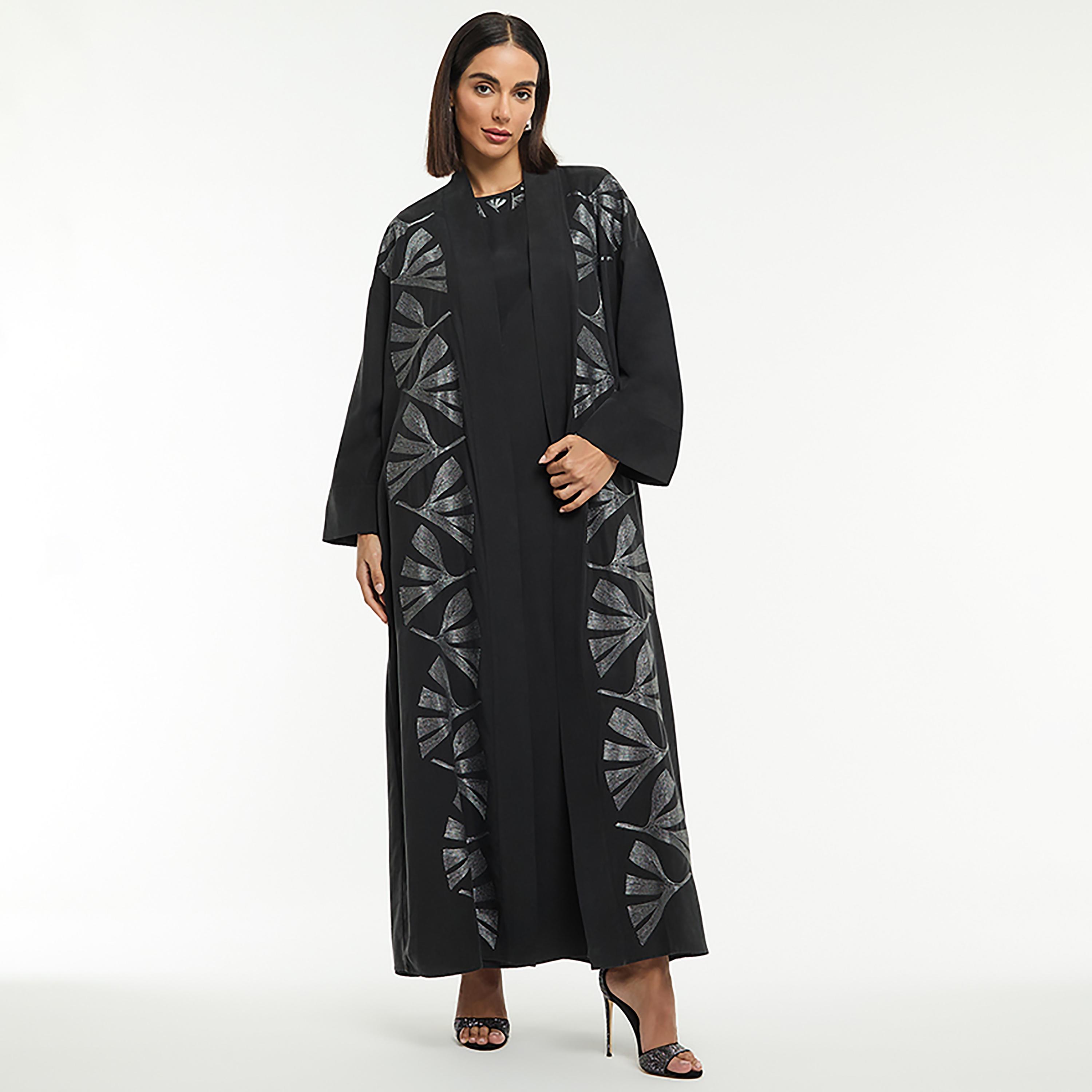 كيمونو طويل نسائي مطرز بخيوط "لوريكس" بلون أسود من بي سي بي جي-women-clothing-shirtsandblouses-blouses-image-2