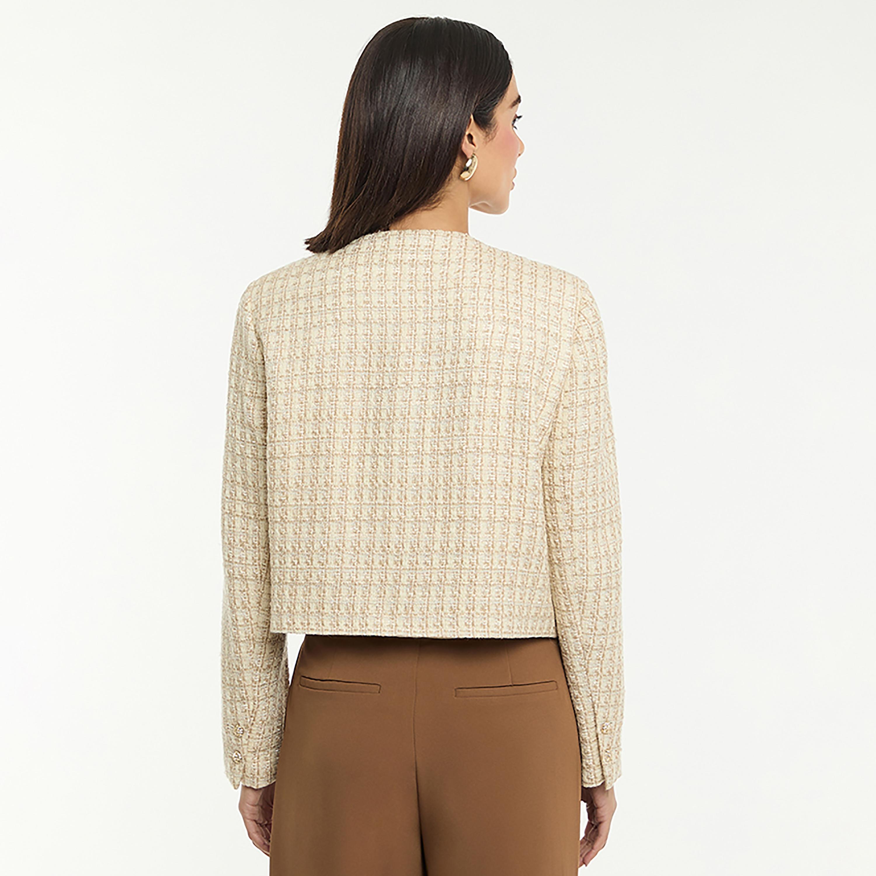 BCBG Cream Button Tweed Women's Jacket-women-winterwear-coatsandjackets-jackets-image-3
