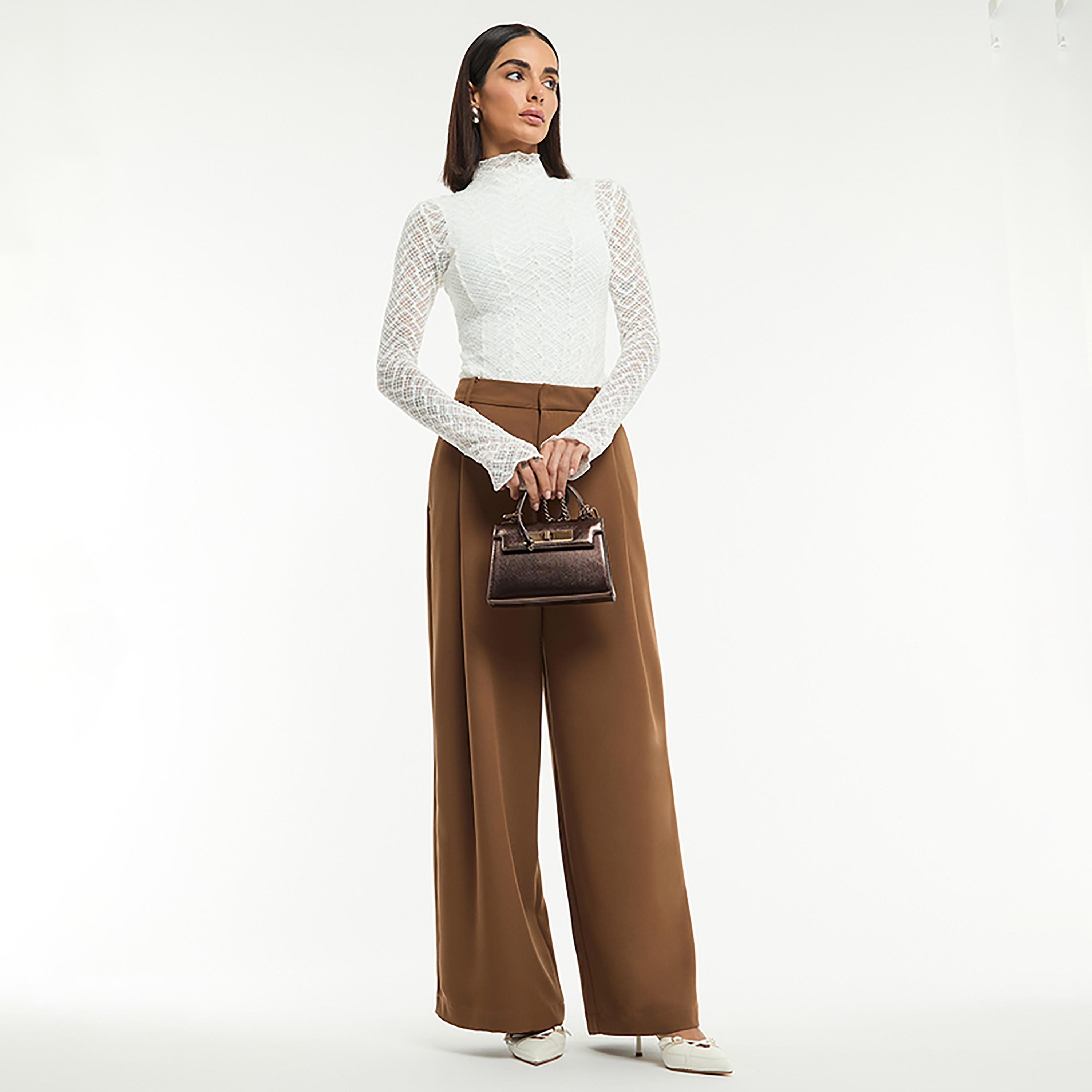 BCBG Off White Mock Neck Lace Women's Blouse-women-clothing-shirtsandblouses-blouses-image-2
