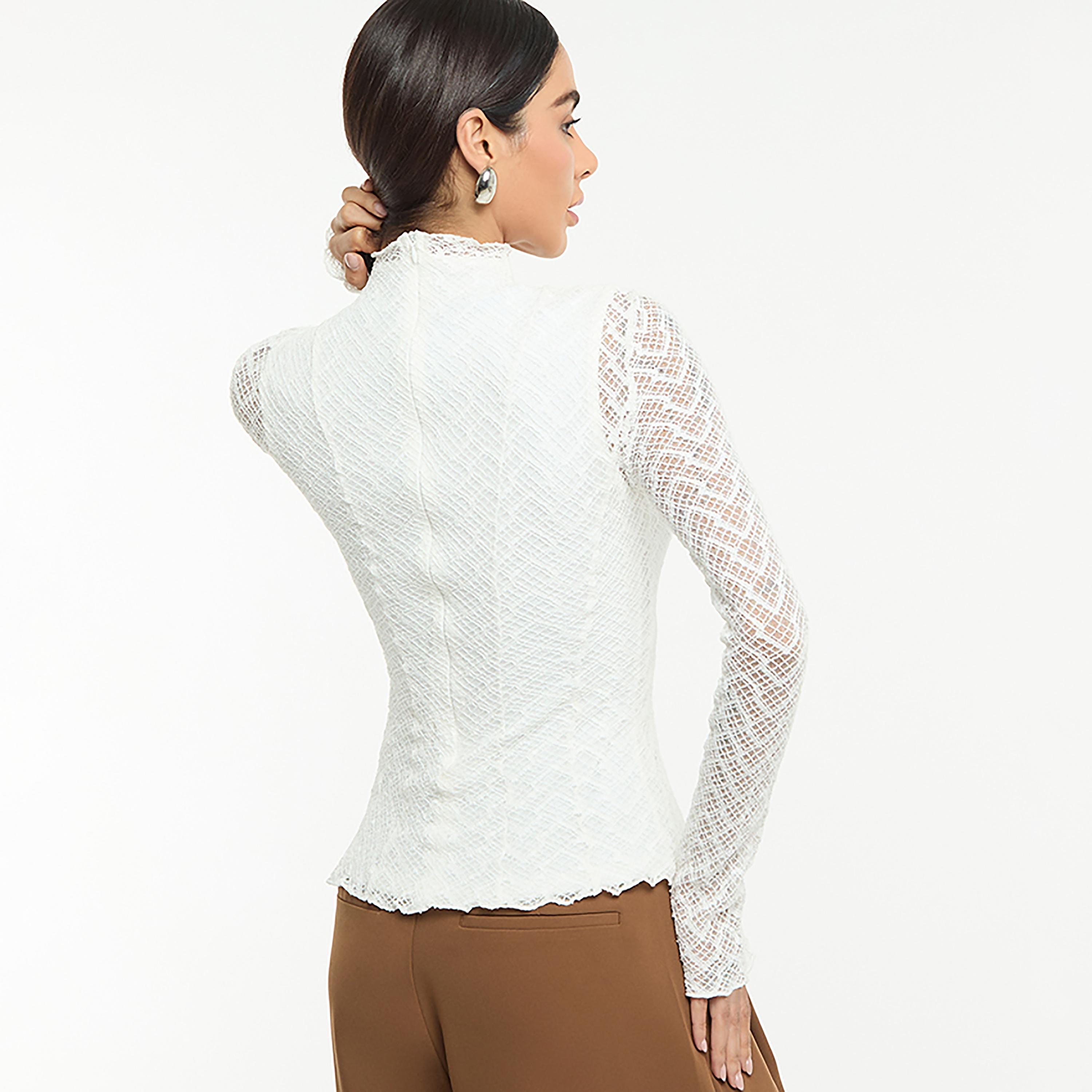 BCBG Off White Mock Neck Lace Women's Blouse-women-clothing-shirtsandblouses-blouses-image-3