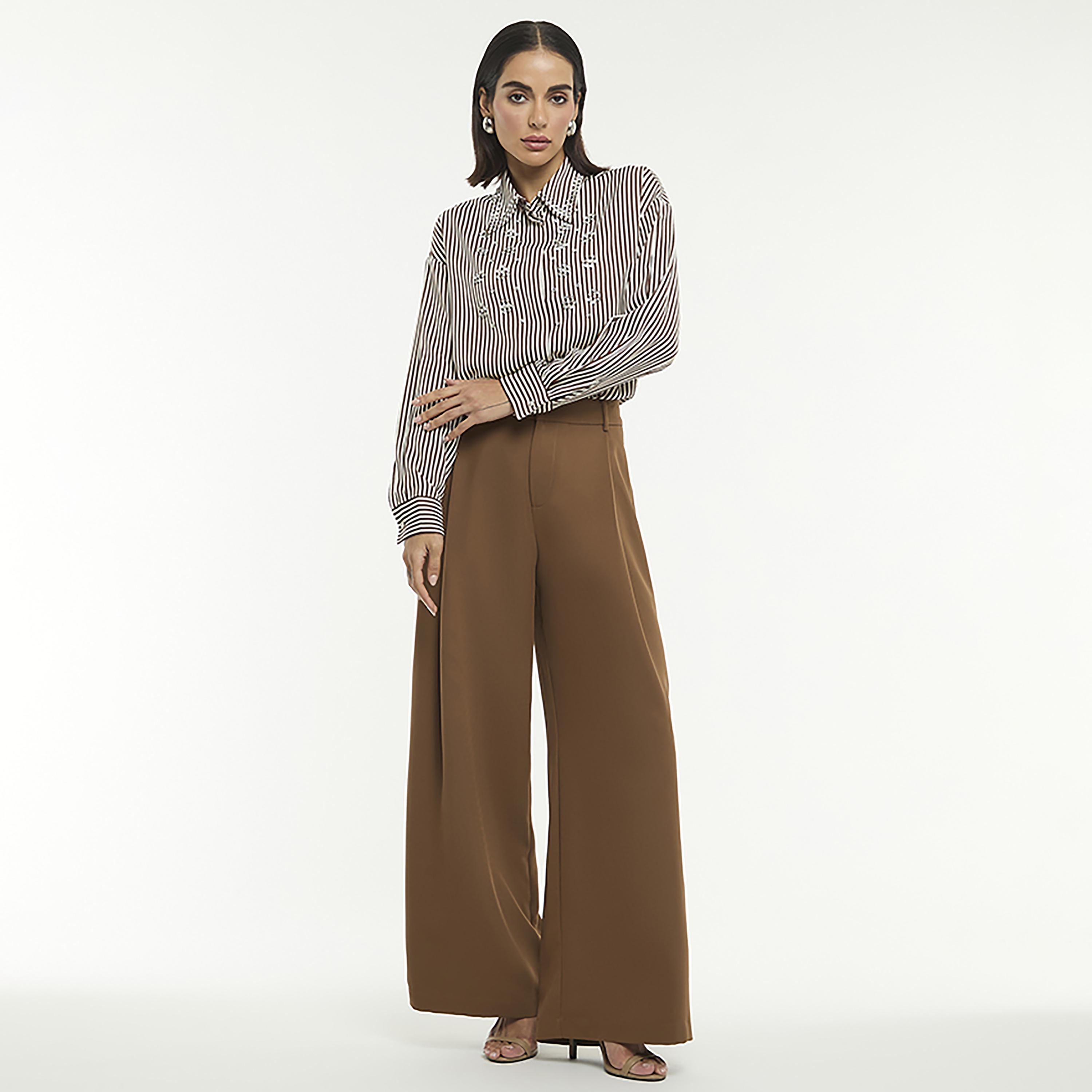 قميص نسائي "أوفرسايز" مخطط ومزين بالتطريز من بي سي بي جي-women-clothing-shirtsandblouses-shirts-image-2