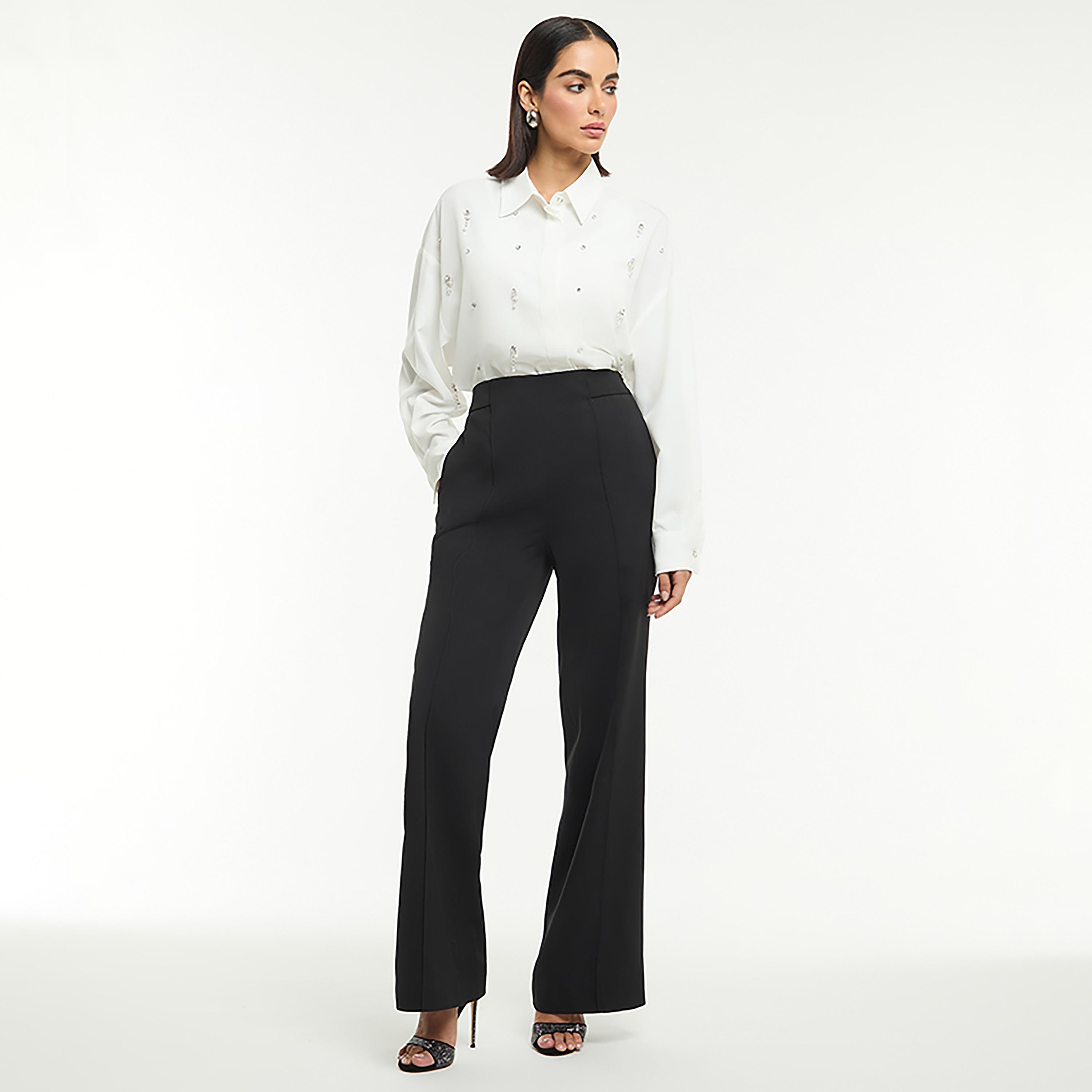 BCBG White Embellished Oversized Women's Shirt-women-clothing-shirtsandblouses-shirts-image-2