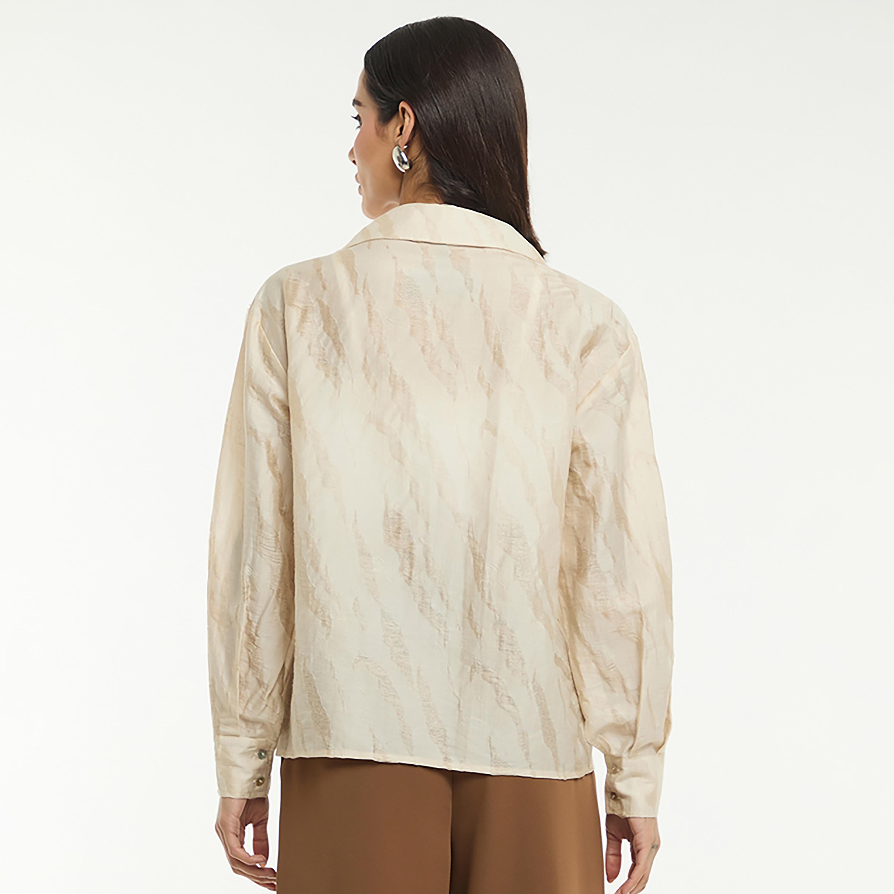 BCBG Jacquard Satin Resort Collar Women's Shirt-women-clothing-shirtsandblouses-shirts-image-3