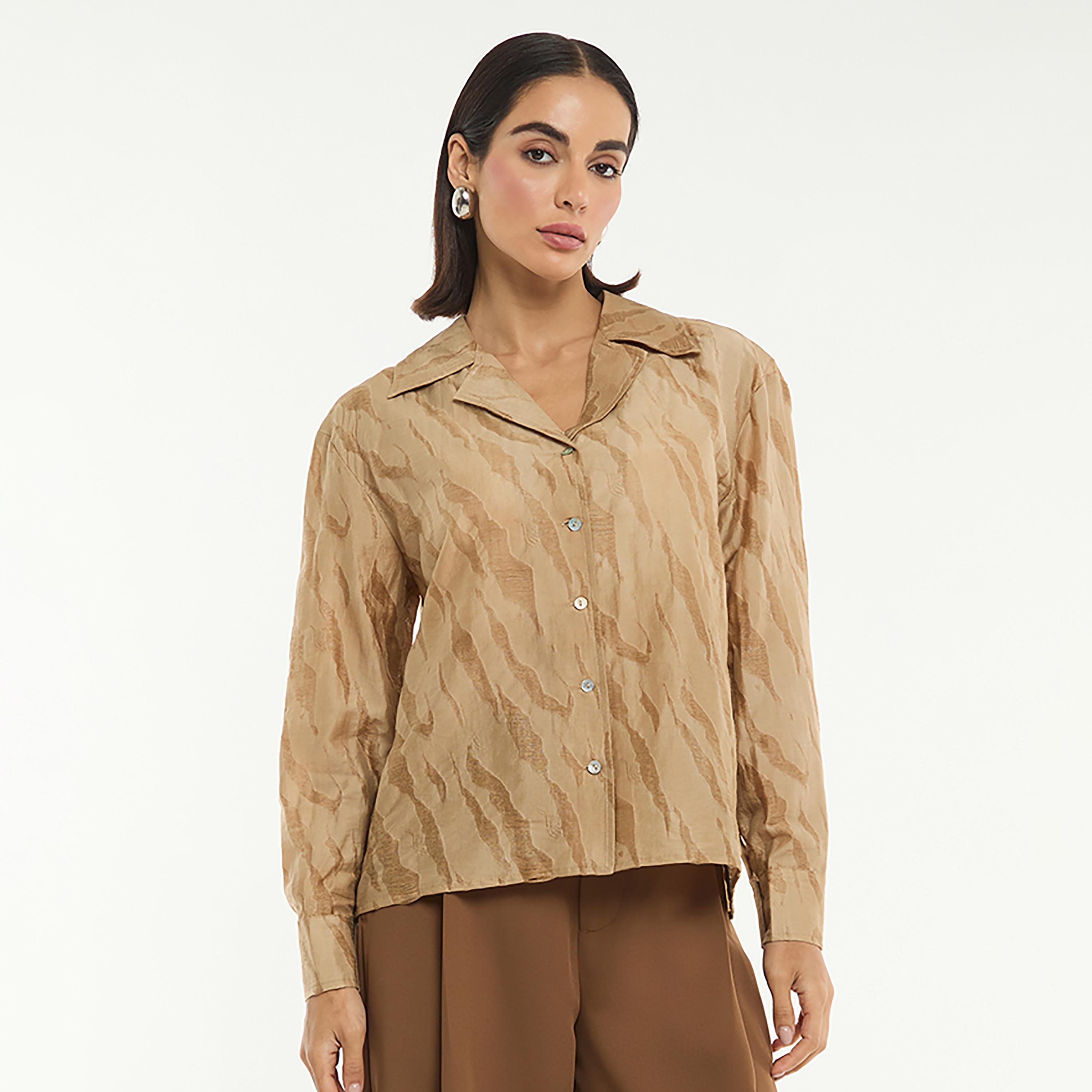 قميص ساتان جاكار بياقة "ريزورت" من بي سي بي جي-women-clothing-shirtsandblouses-shirts-image-6