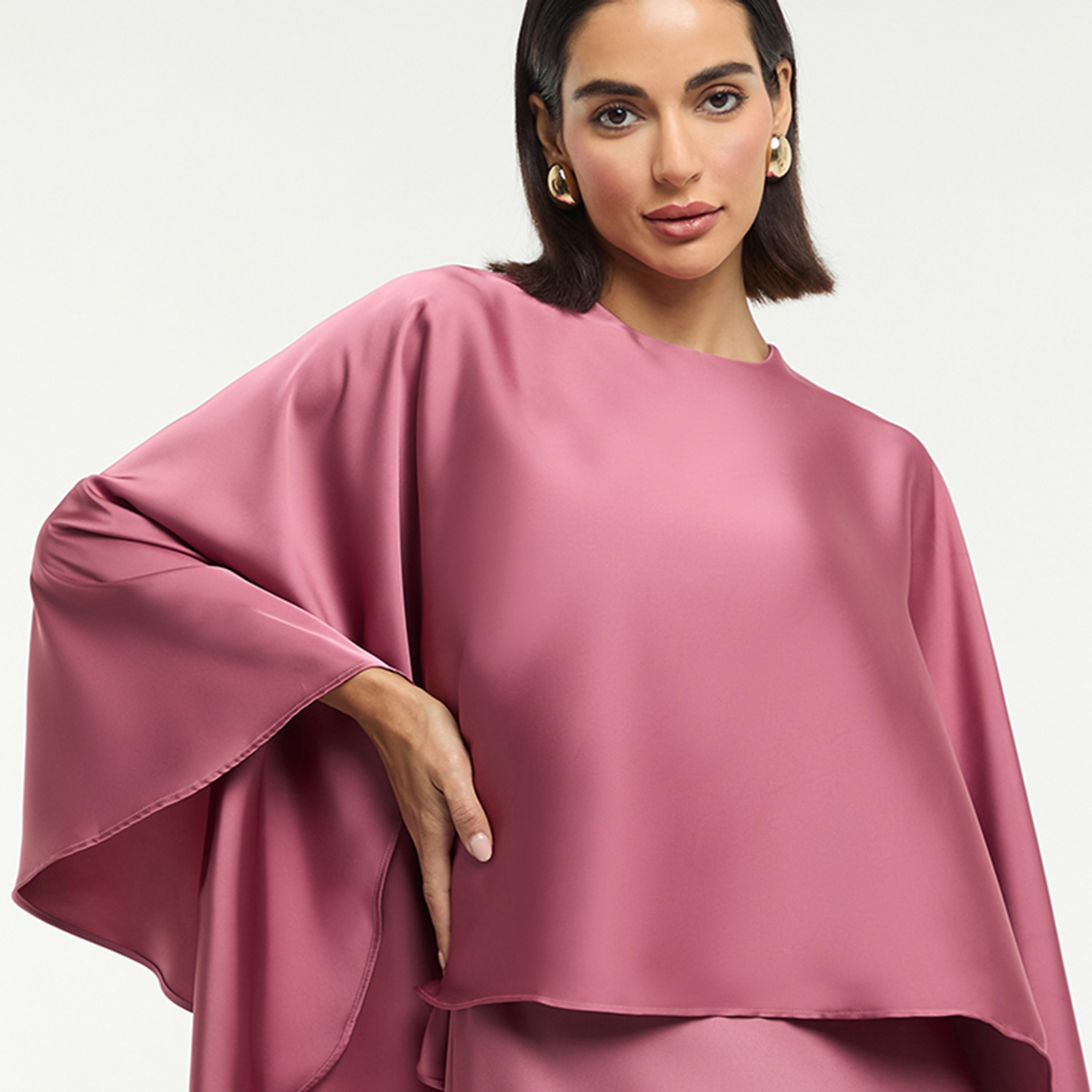 BCBG Satin Cape Sleeves Women's Top-women-clothing-shirtsandblouses-blouses-image-10