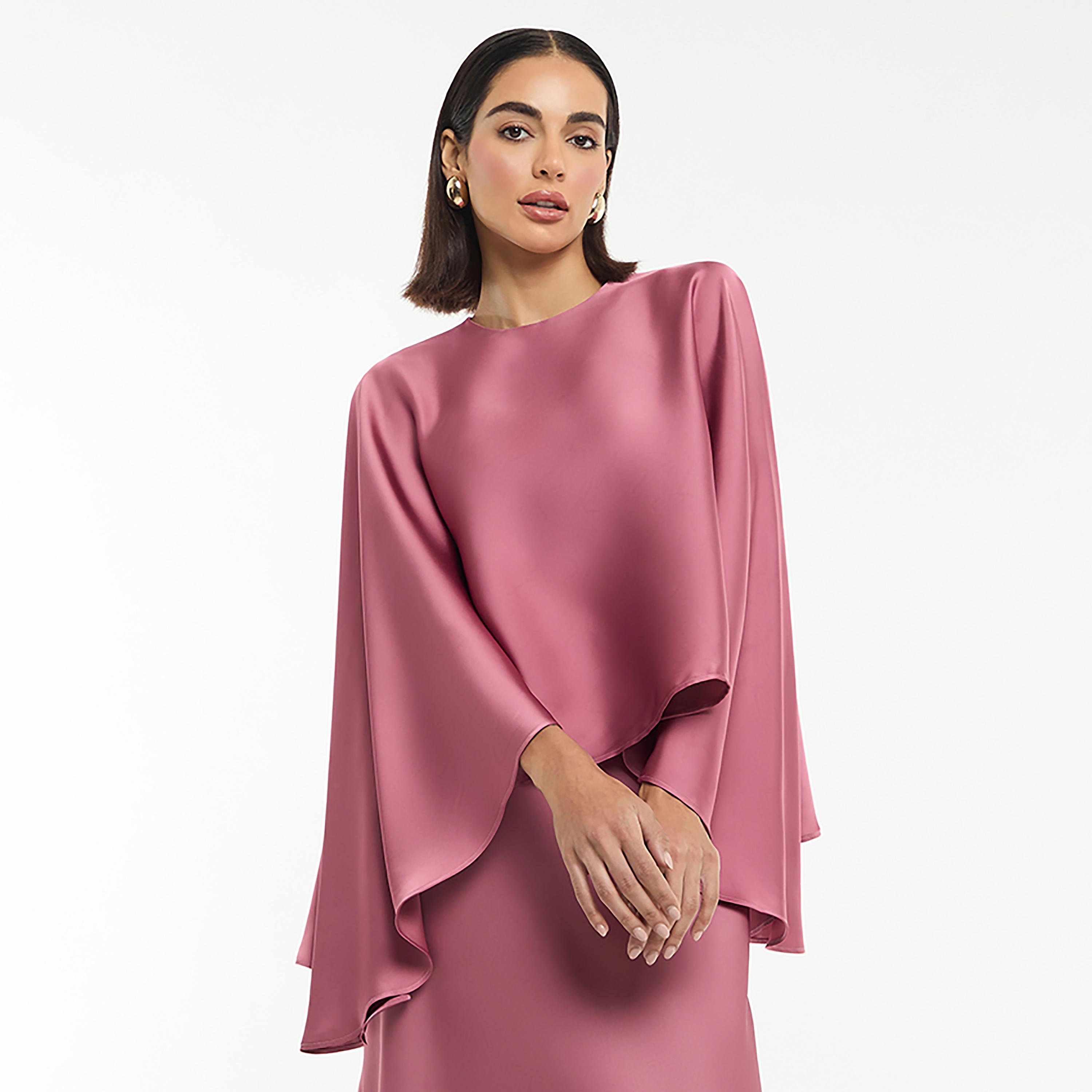 BCBG Satin Cape Sleeves Women's Top-women-clothing-shirtsandblouses-blouses-image-11