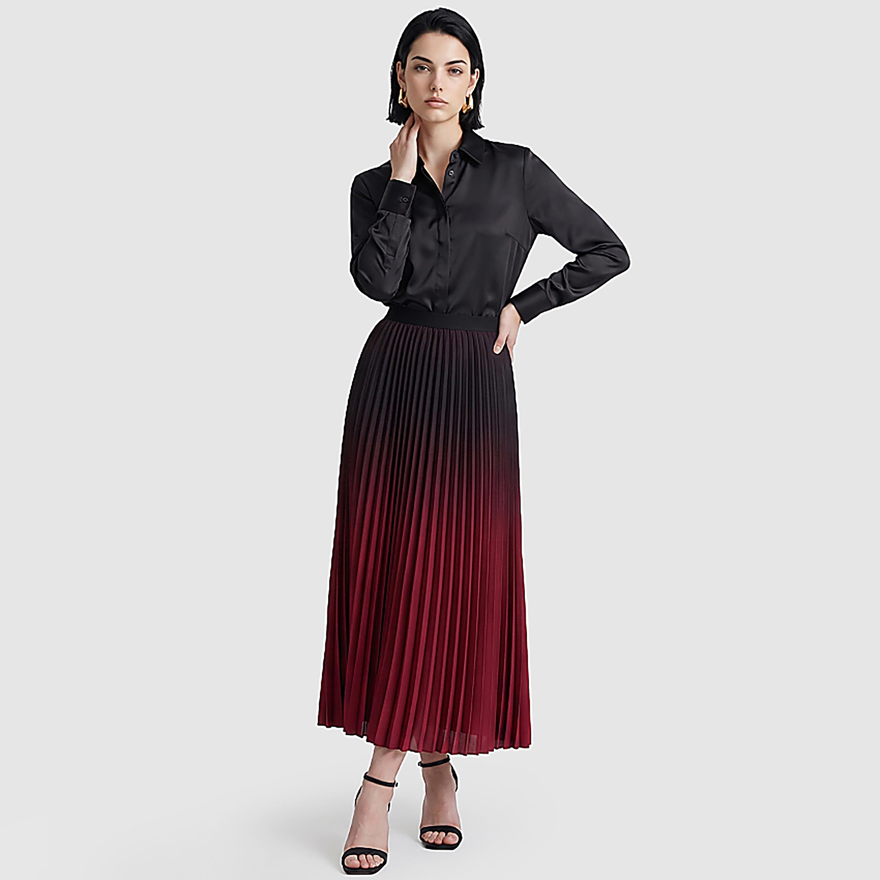 تنورة ماكسي حريمي بليسيه بتدرج لوني (أومبريه) من بي سي بي جي-women-clothing-skirts-image-2