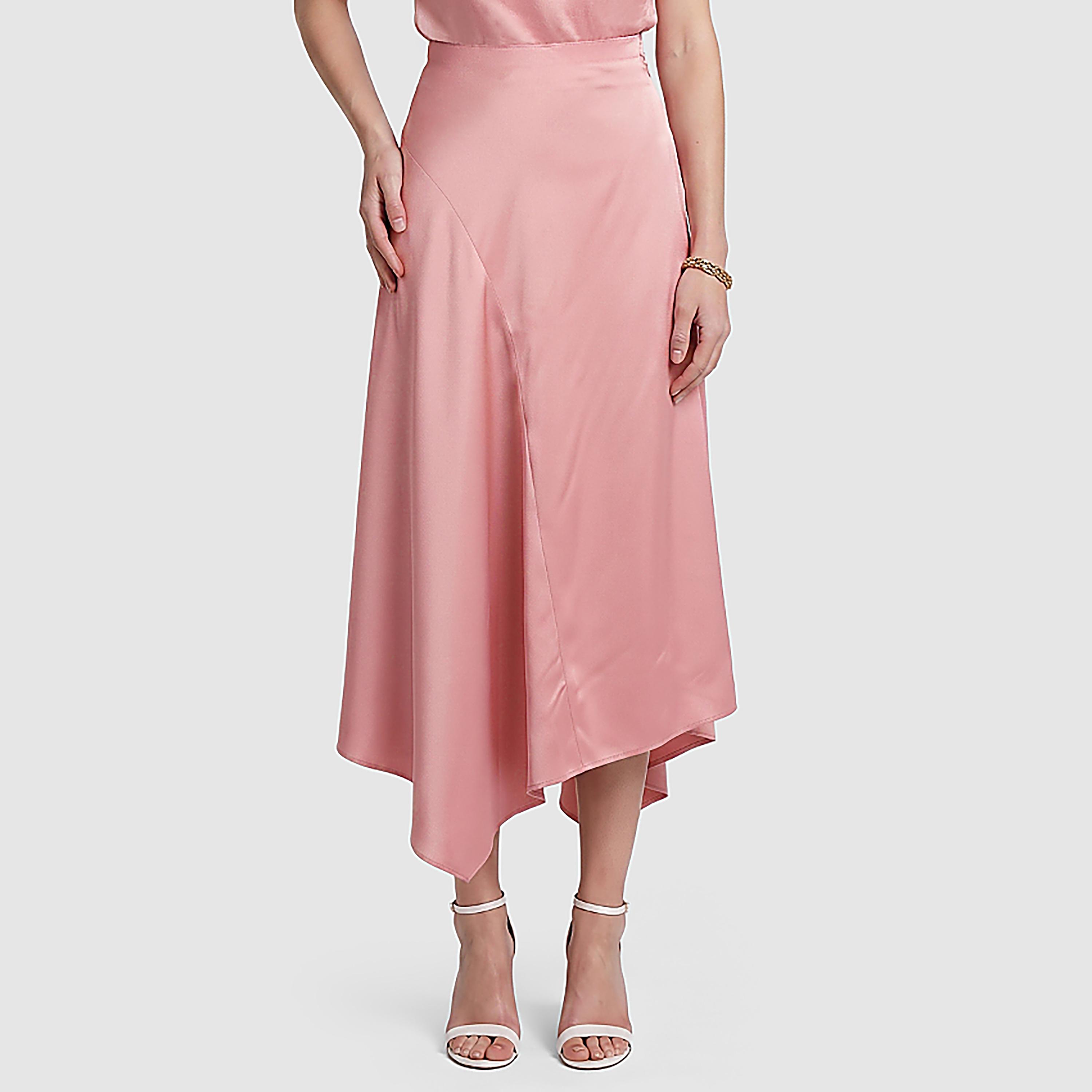 تنورة ميدي حريمي غير متماثلة باللون الوردي من بي سي بي جي-women-clothing-skirts-image-1