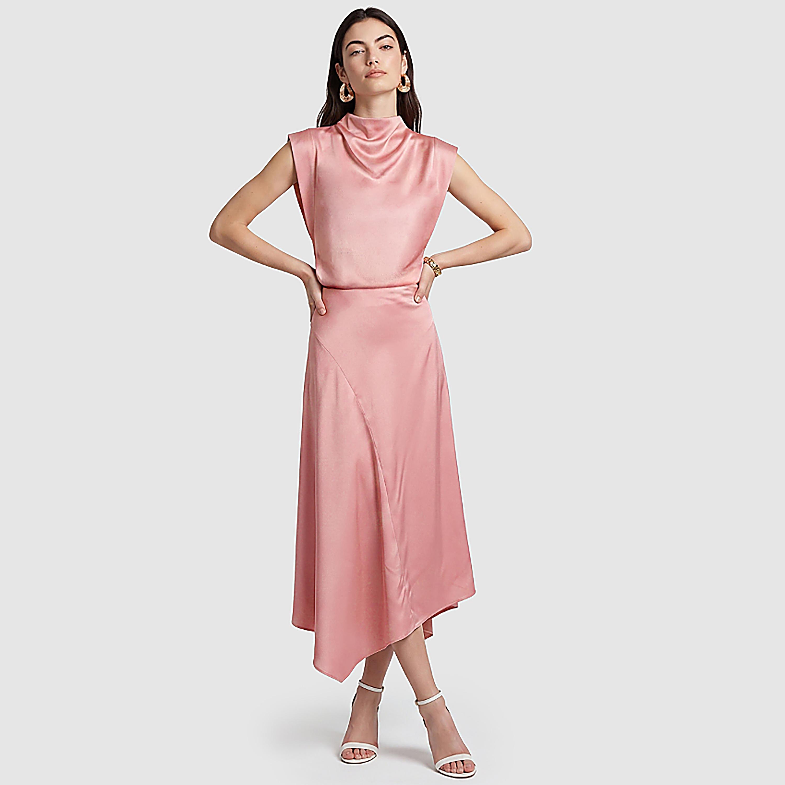 تنورة ميدي حريمي غير متماثلة باللون الوردي من بي سي بي جي-women-clothing-skirts-image-2