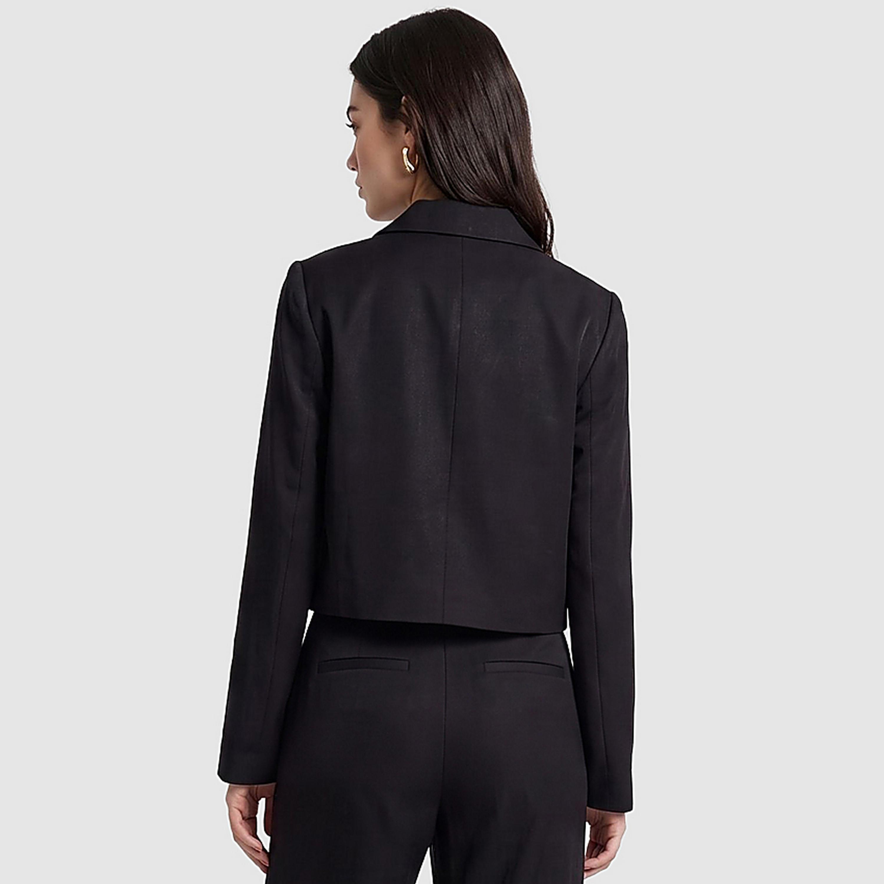 BCBG Black Lapel Collar Women's Cropped Single Breasted Blazer-women-clothing-coatsandjackets-blazers-image-3