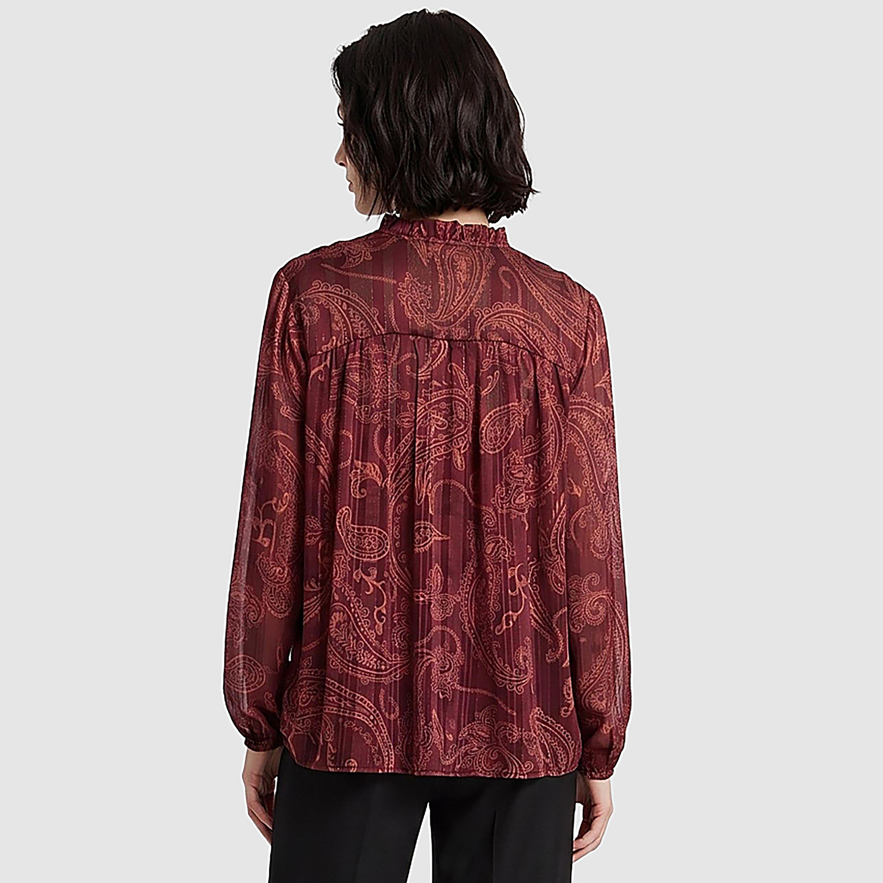 توب حريمي بطبعة بايزلي بلون العنابي برباط عند الرقبة من بي سي بي جي-women-clothing-shirtsandblouses-blouses-image-3