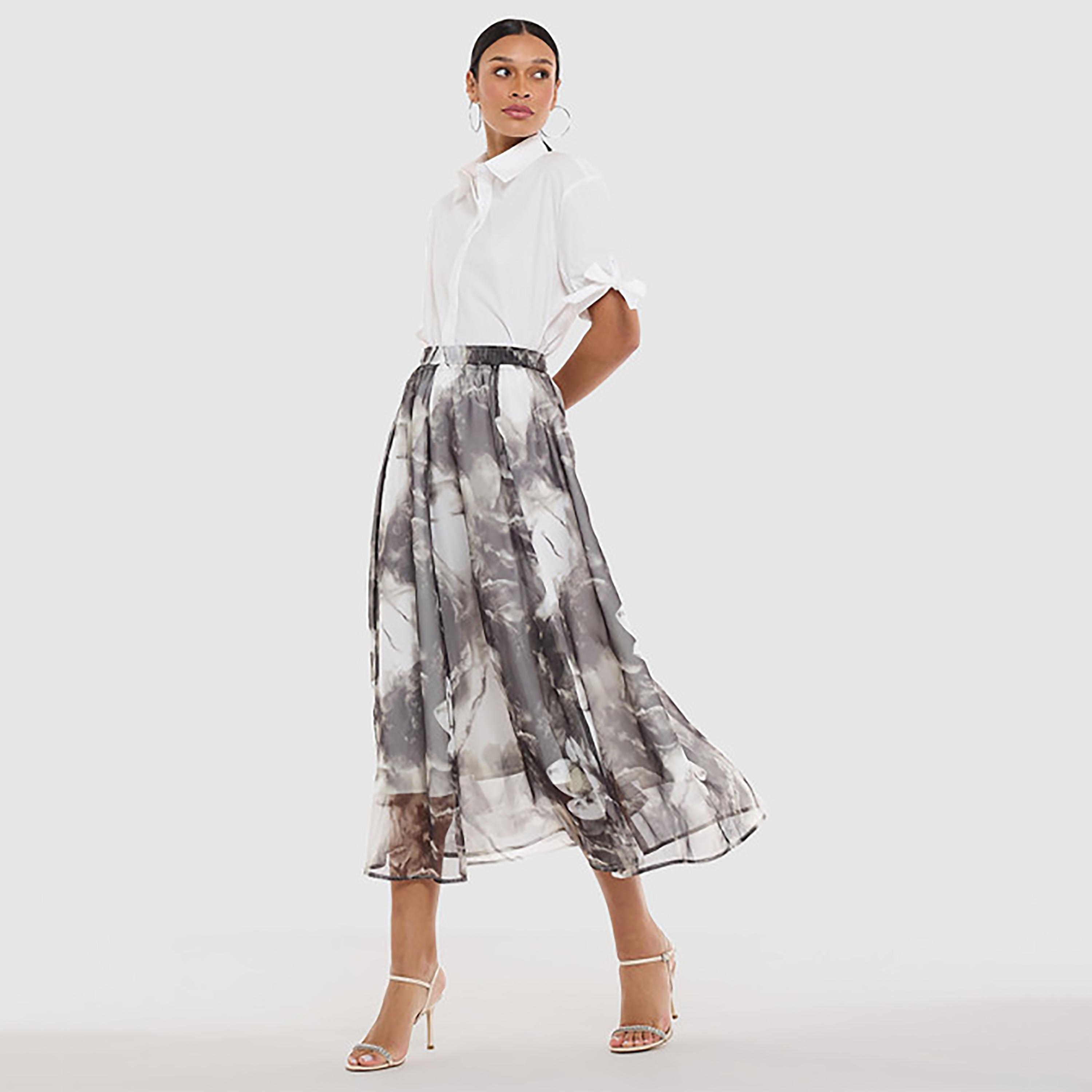BCBG Multicolour Abstract Floral Print A-line Women's Skirt-women-clothing-bottoms-skirts-image-2