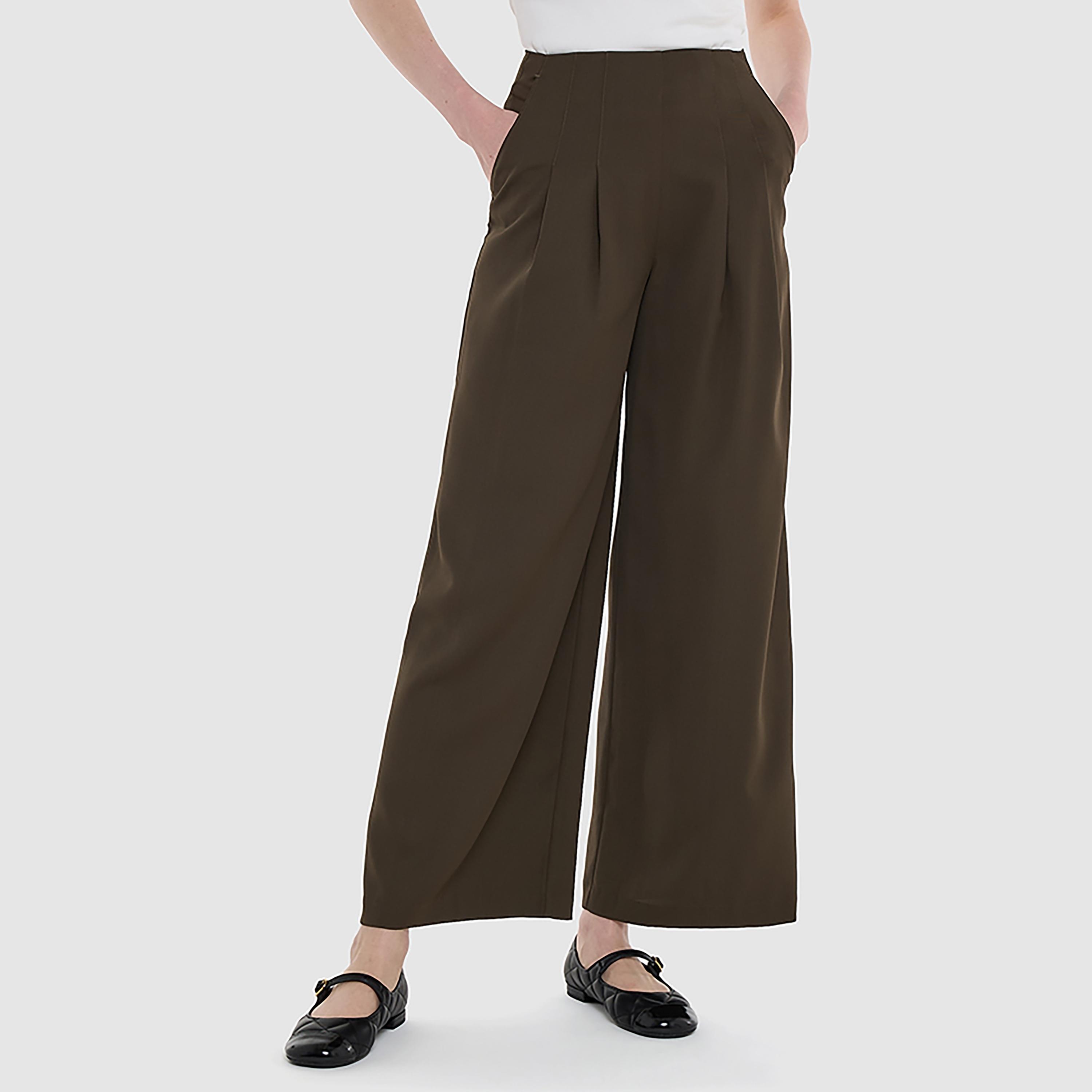 بنطلون واسع الساق بخصر عالٍ ومطوي مزدوج للنساء من بي سي بي جي-women-clothing-bottoms-trousers-image-1