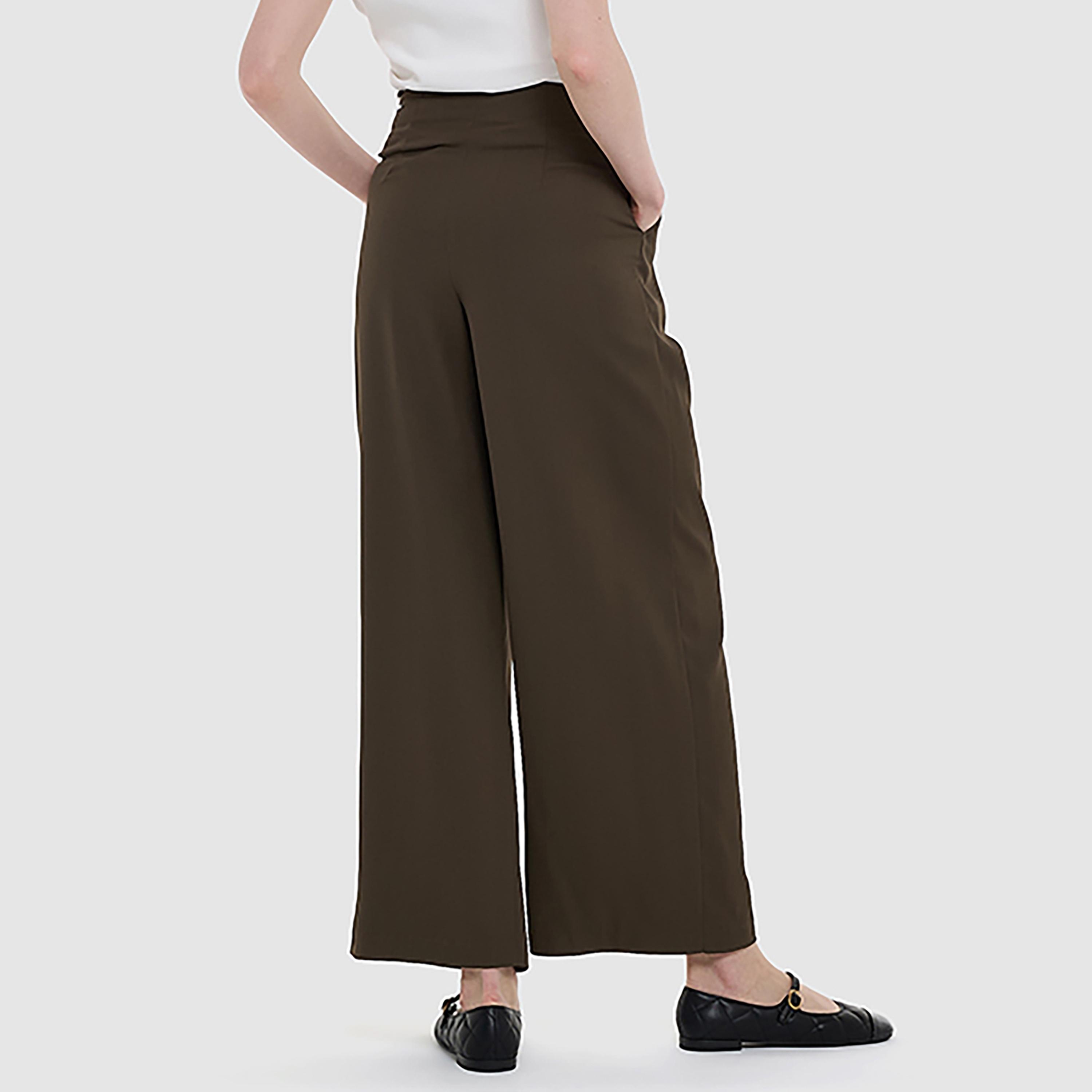 بنطلون واسع الساق بخصر عالٍ ومطوي مزدوج للنساء من بي سي بي جي-women-clothing-bottoms-trousers-image-3