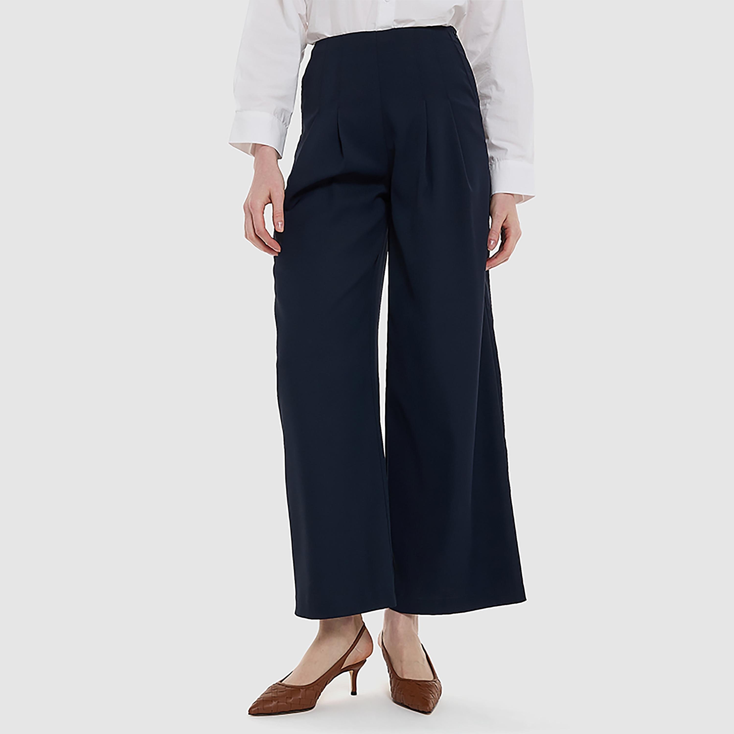 بنطلون واسع الساق بخصر عالٍ ومطوي مزدوج للنساء من بي سي بي جي-women-clothing-bottoms-trousers-image-5