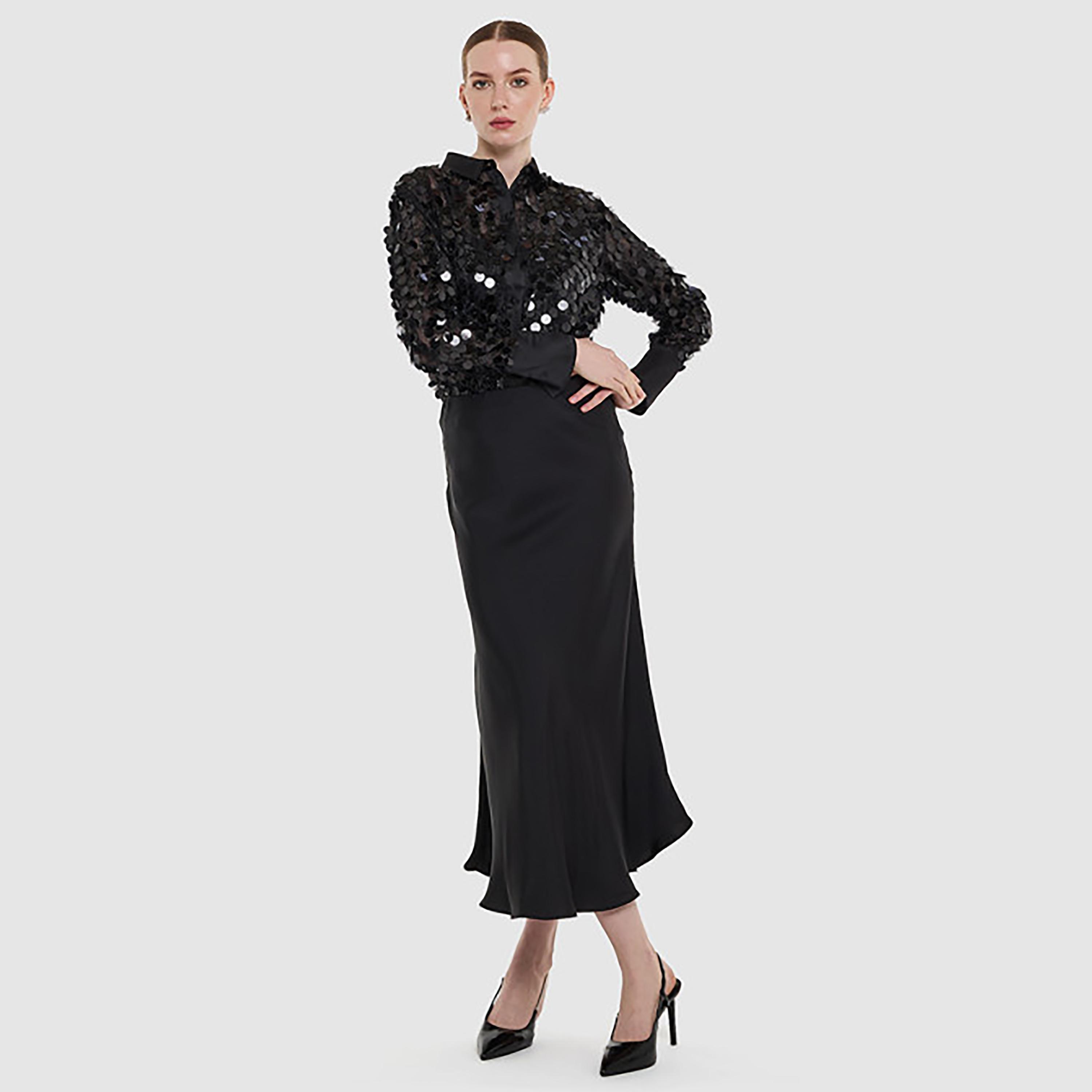تنورة نسائية ساتان بتصميم "إيه لاين" من بي سي بي جي-women-clothing-bottoms-skirts-image-7