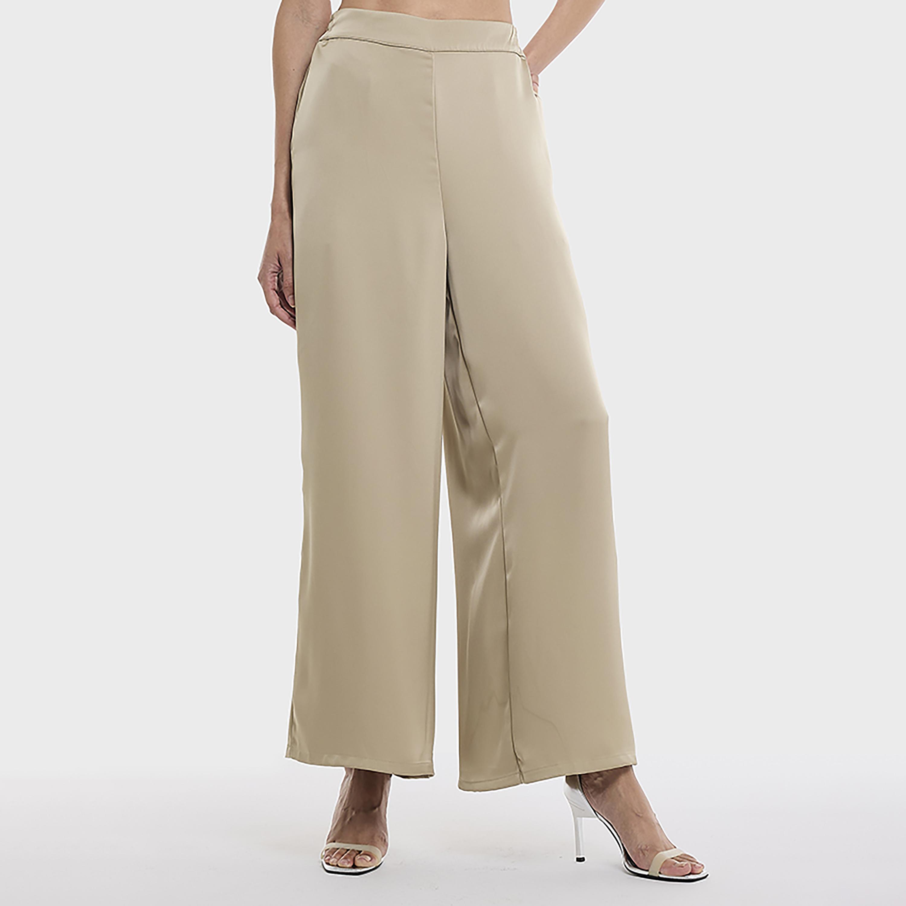 بنطلون نسائي بأرجل واسعة "وايد ليج" باللون البيج من بي سي بي جي-women-clothing-bottoms-trousers-image-1