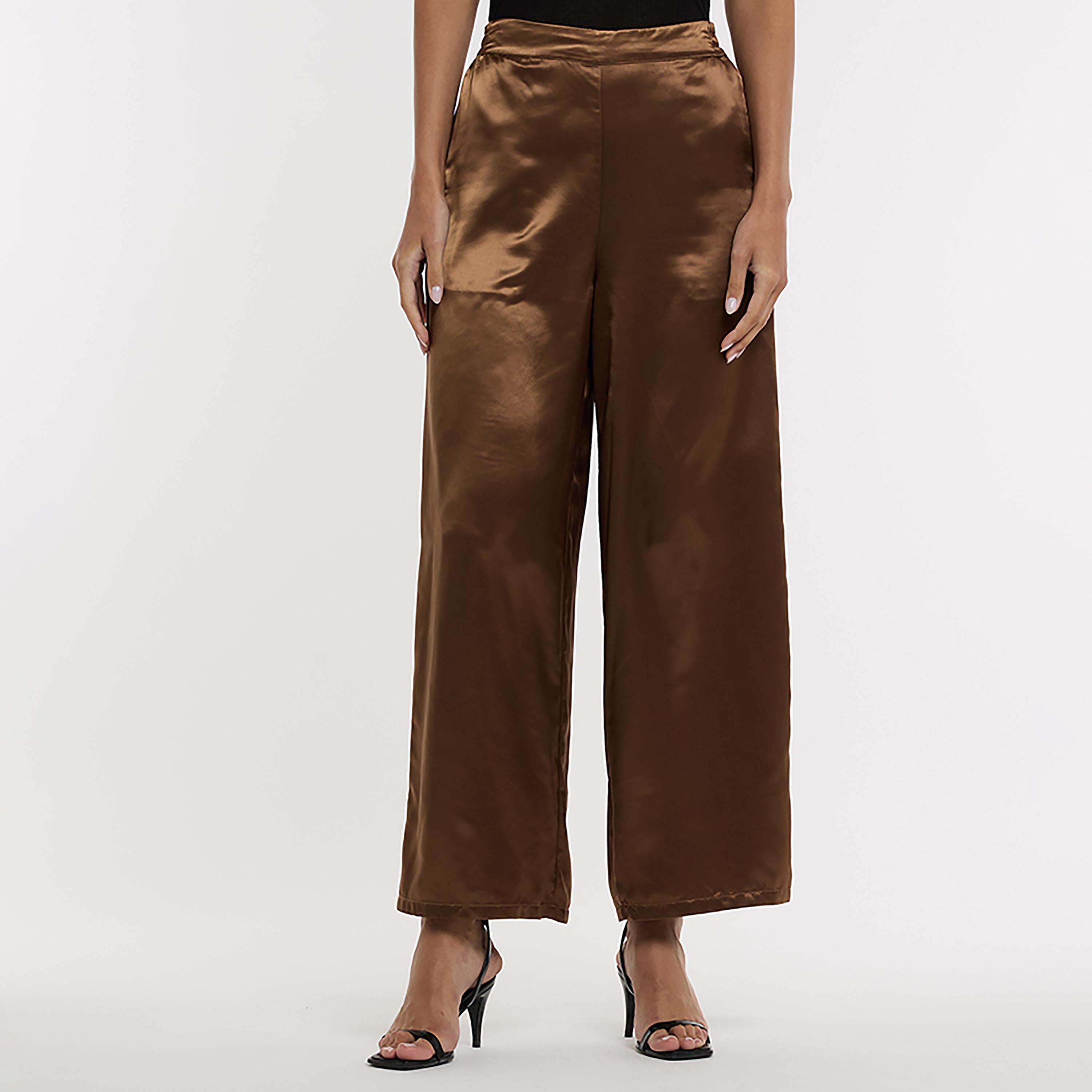 بنطلون نسائي أرجل واسعة لون بني من بي سي بي جي-women-clothing-bottoms-trousers-image-1