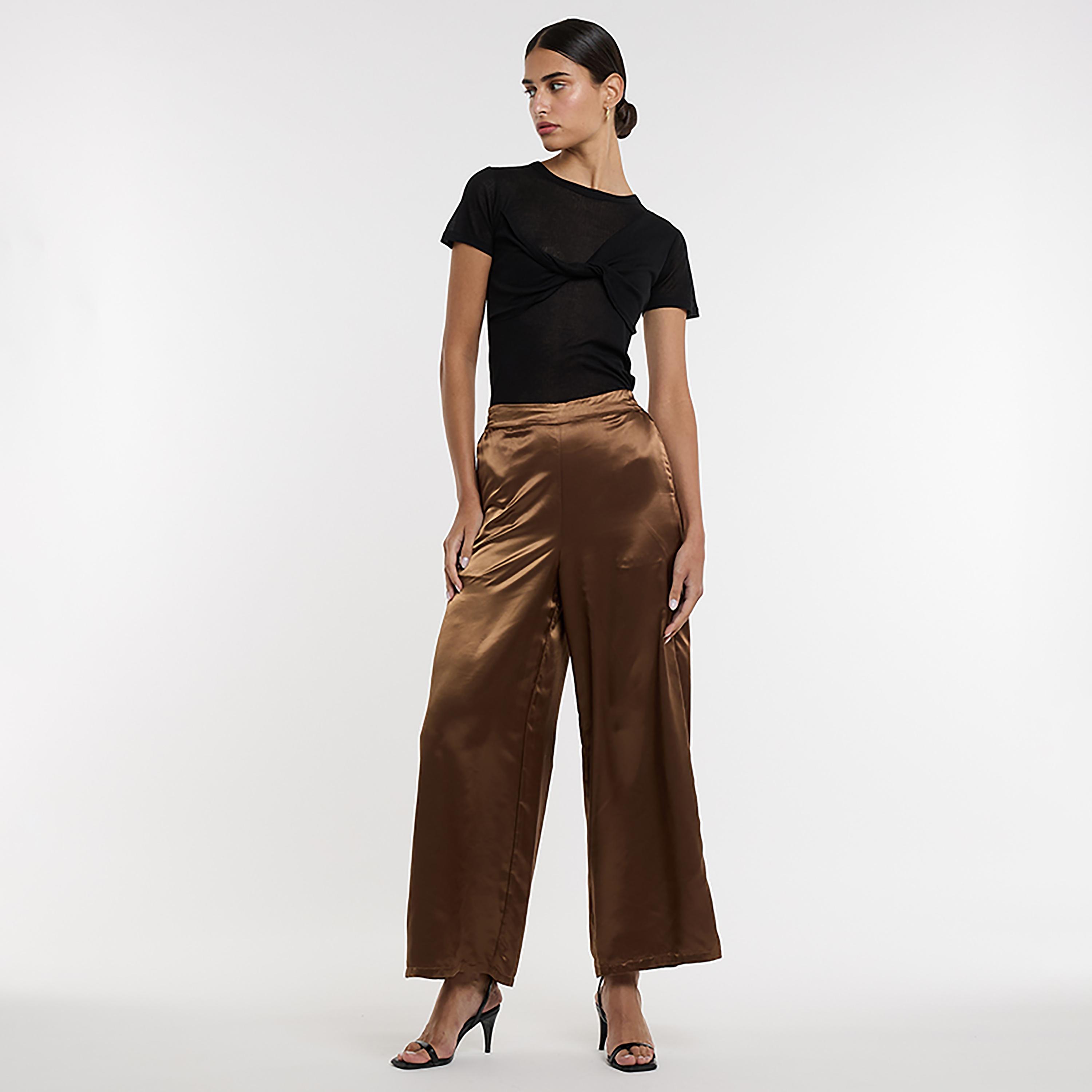 بنطلون نسائي أرجل واسعة لون بني من بي سي بي جي-women-clothing-bottoms-trousers-image-2