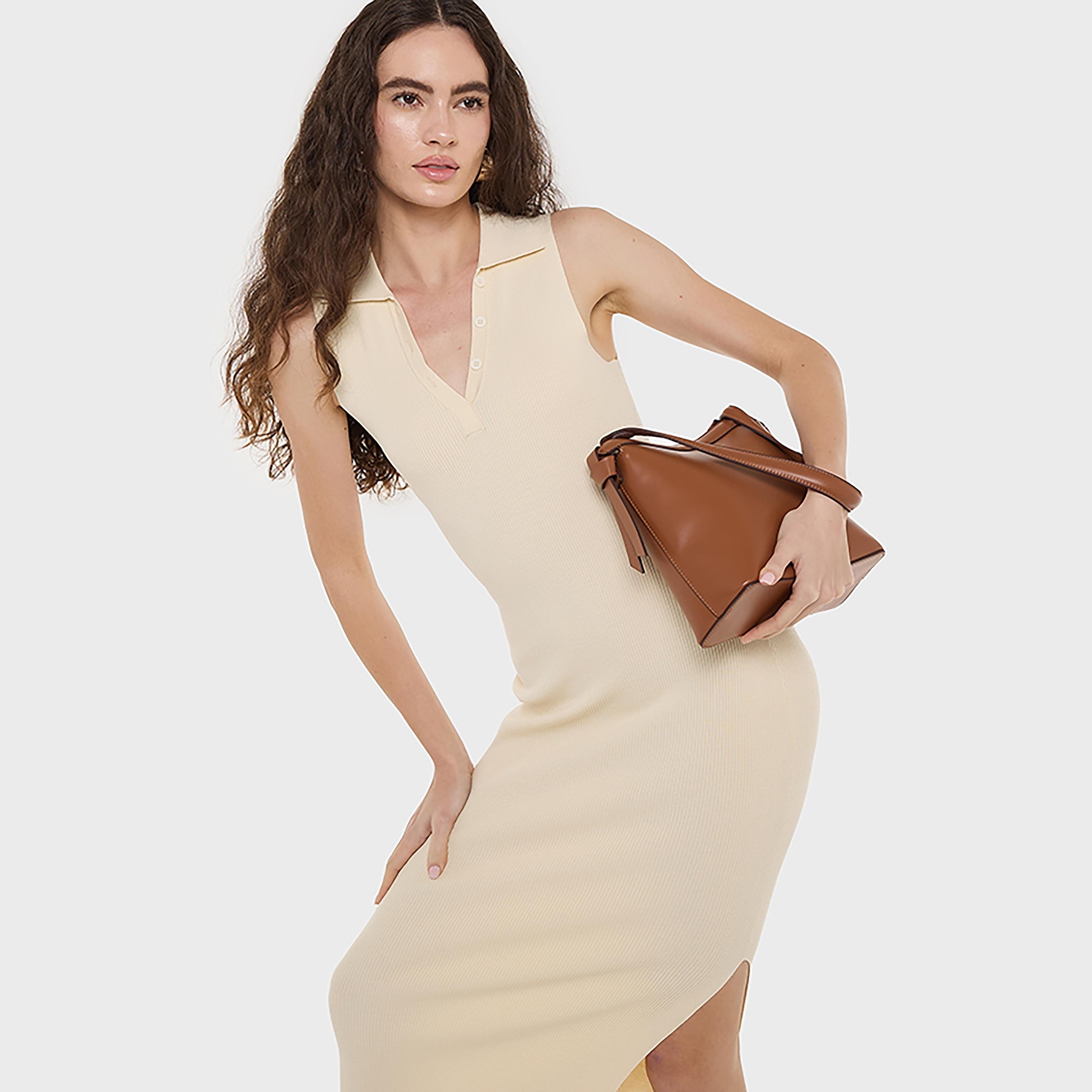 فستان متوسط الطول بفتحة رقبة مضلعة للنساء من بي سي بي جي-women-clothing-dresses-image-10