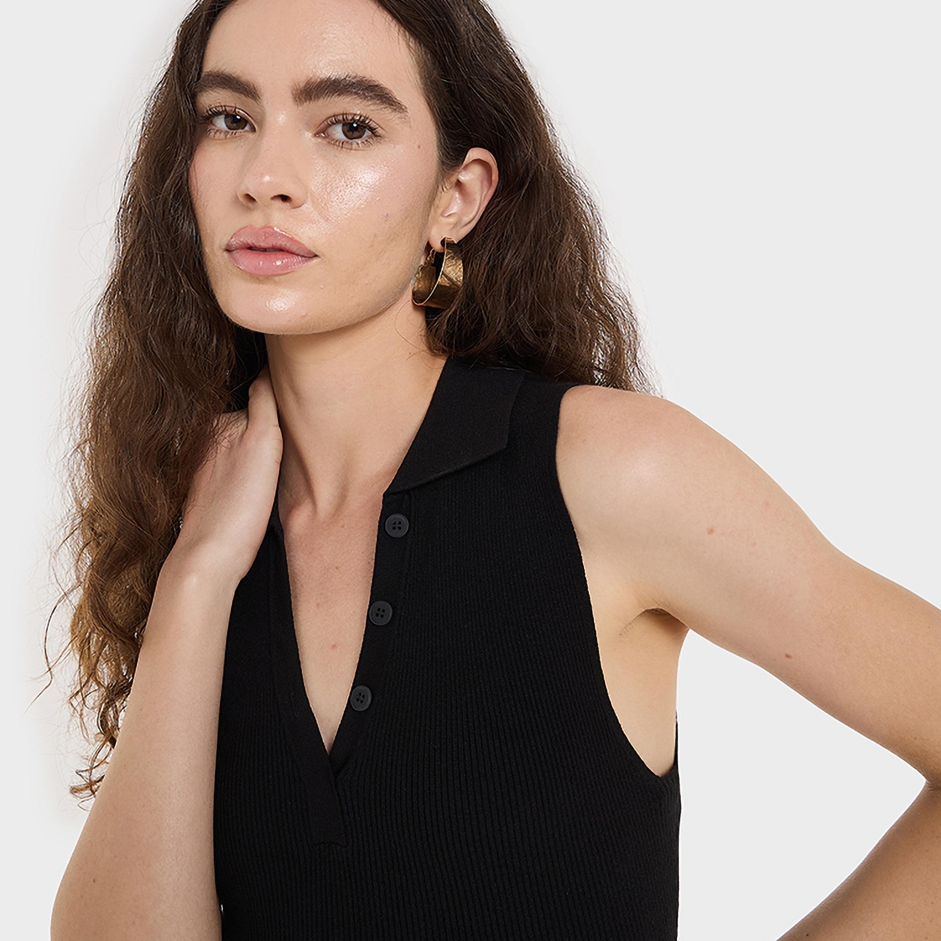 فستان متوسط الطول بفتحة رقبة مضلعة للنساء من بي سي بي جي-women-clothing-dresses-image-4