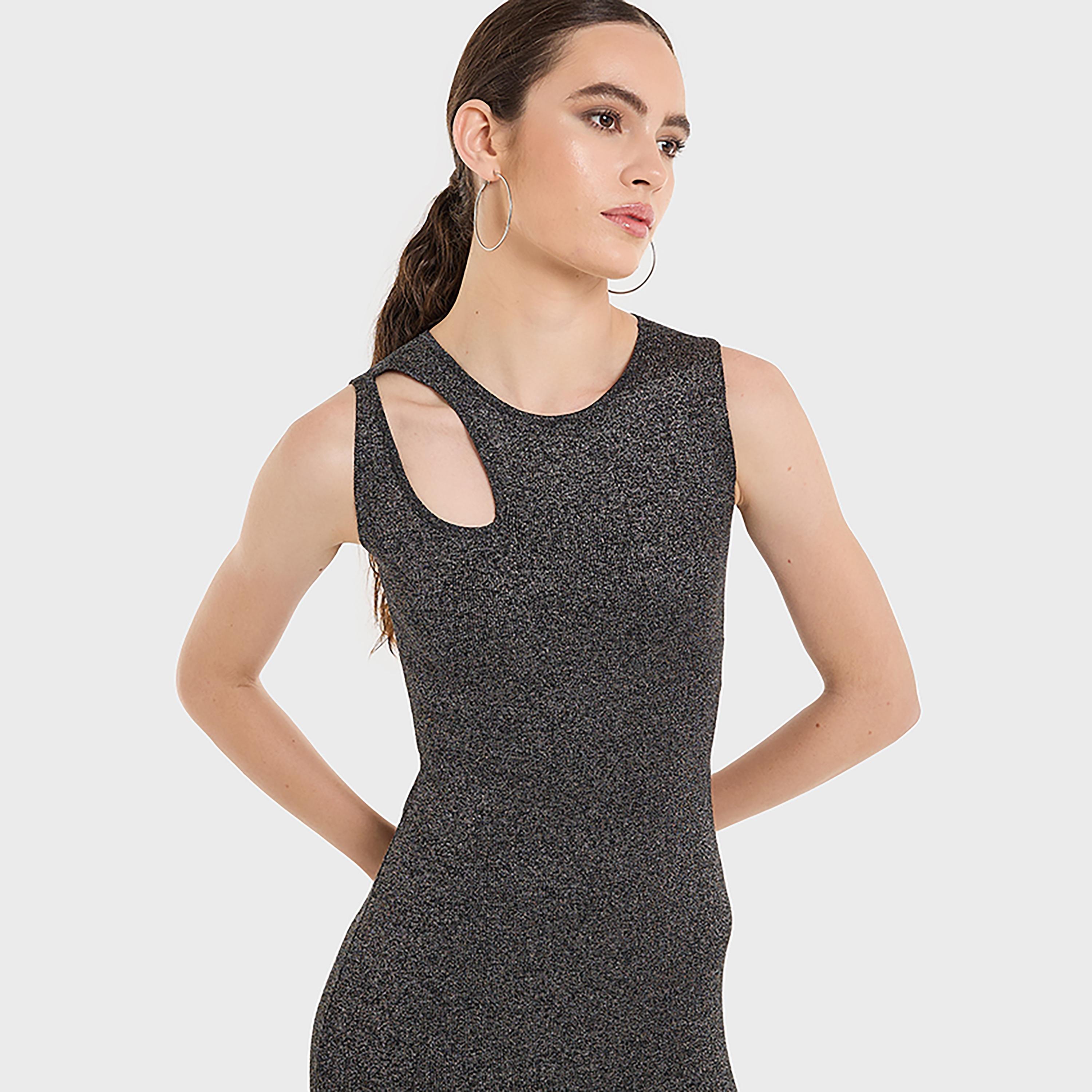 BCBG Cut Out Detail Lurex Bodycon Women's Midi Dress-women-clothing-dresses-image-7