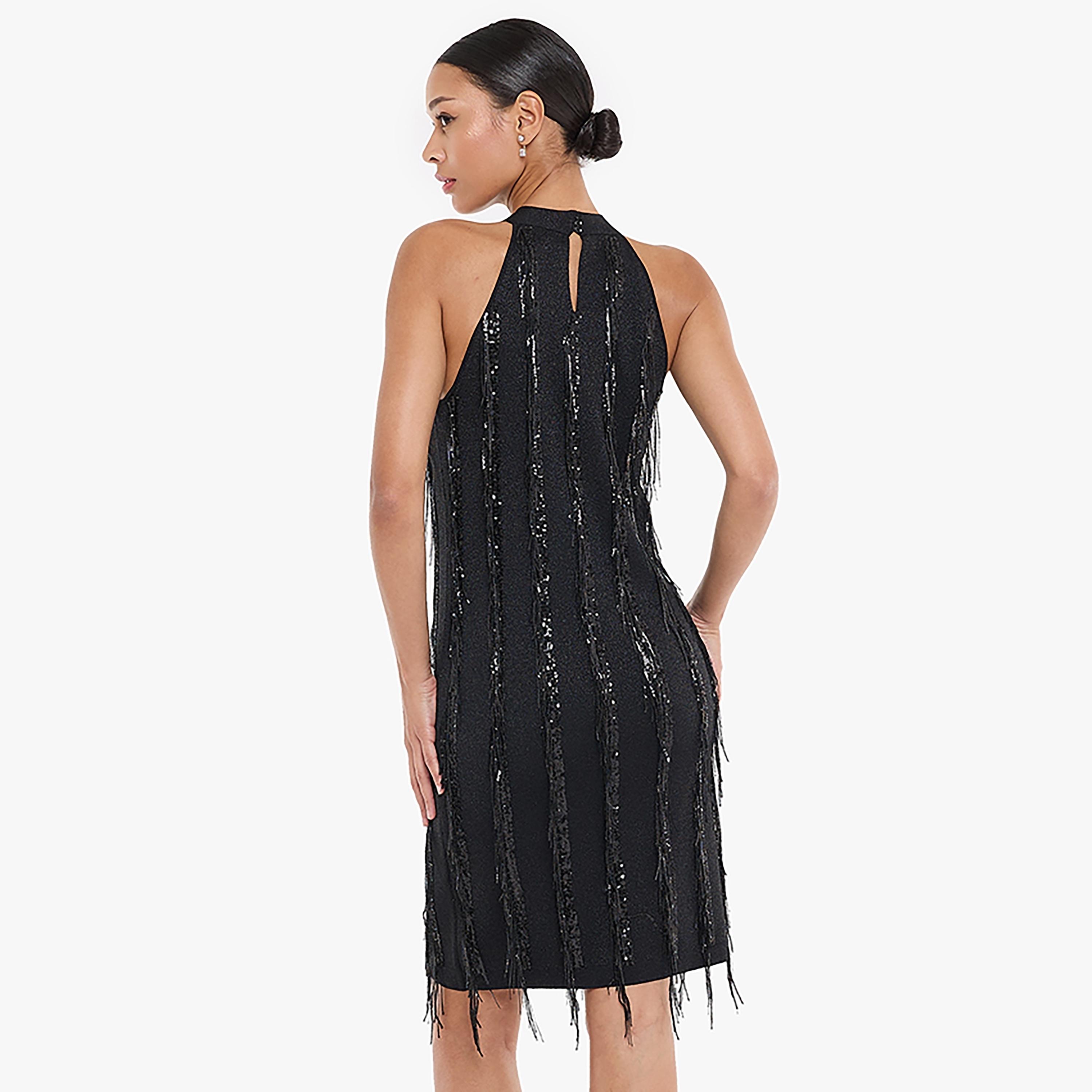 فستان سهرة ضيق حتى الركبة برقبة على شكل حرف V مزين بالترتر للنساء من بي سي بي جي-women-clothing-dresses-image-3