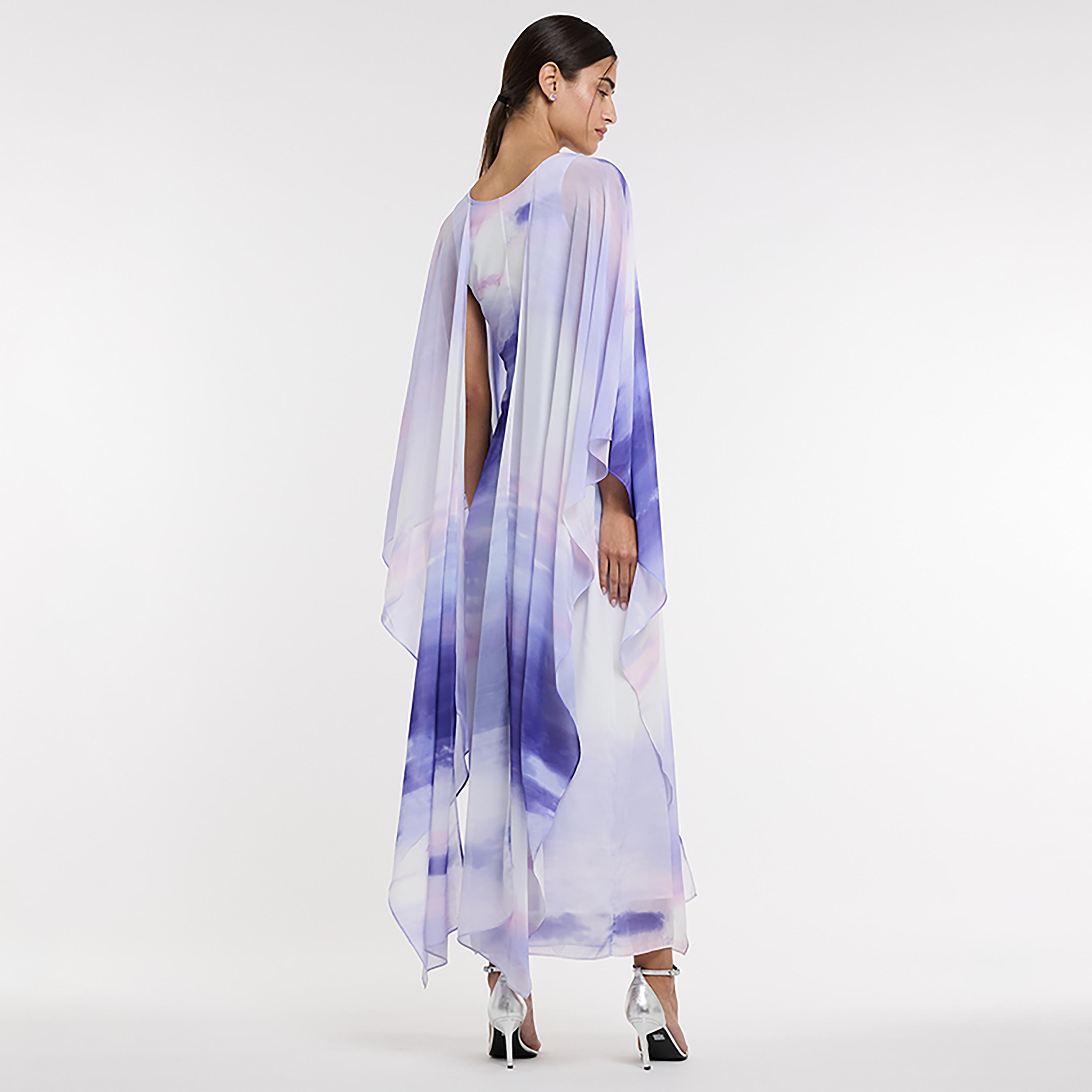 BCBG Purple Tie & Dye Cape Sleeves Women's Maxi Dress-women-clothing-dresses-image-3