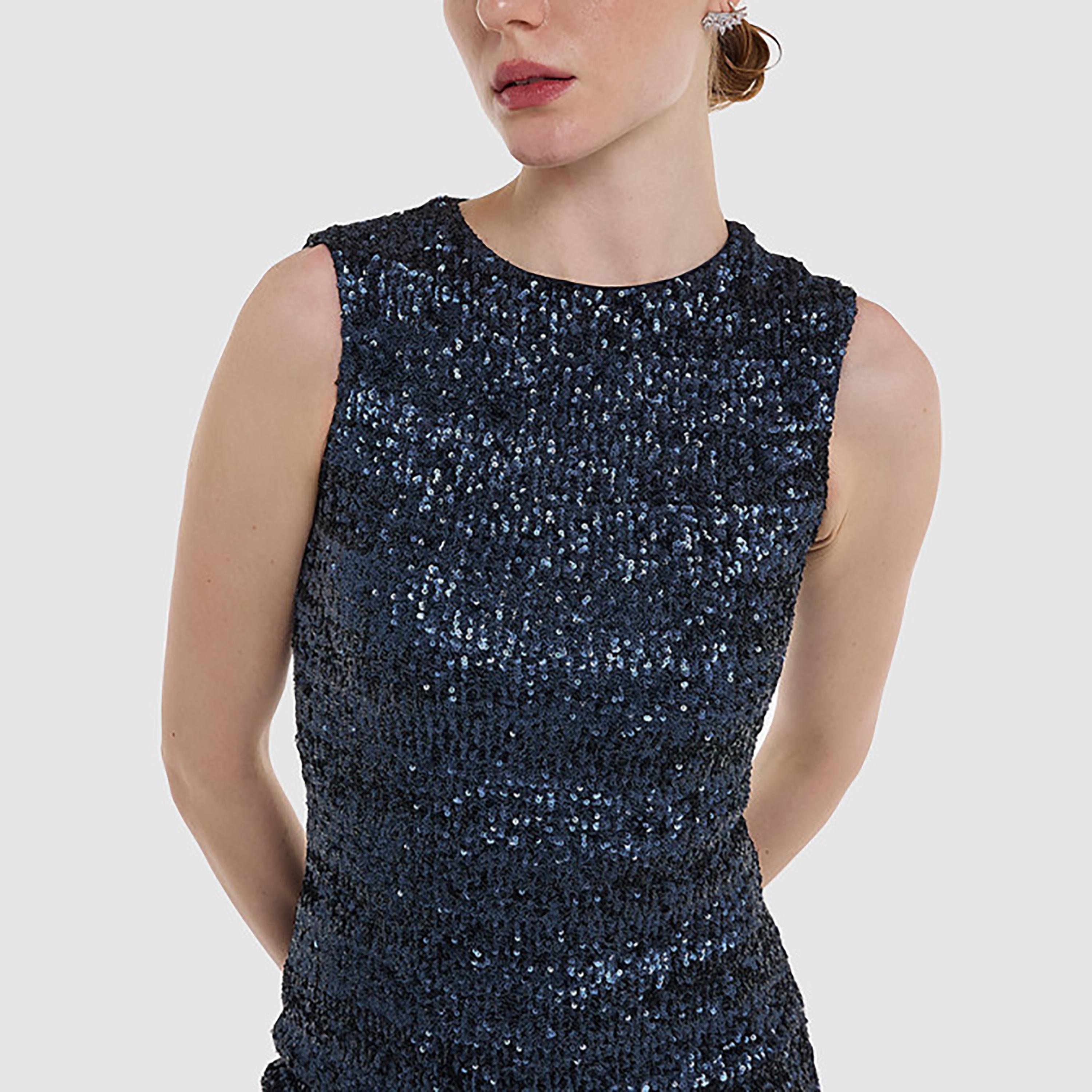 BCBG Deep Blue Sequined Bodycon Women's Evening Mini Dress-women-clothing-dresses-image-2