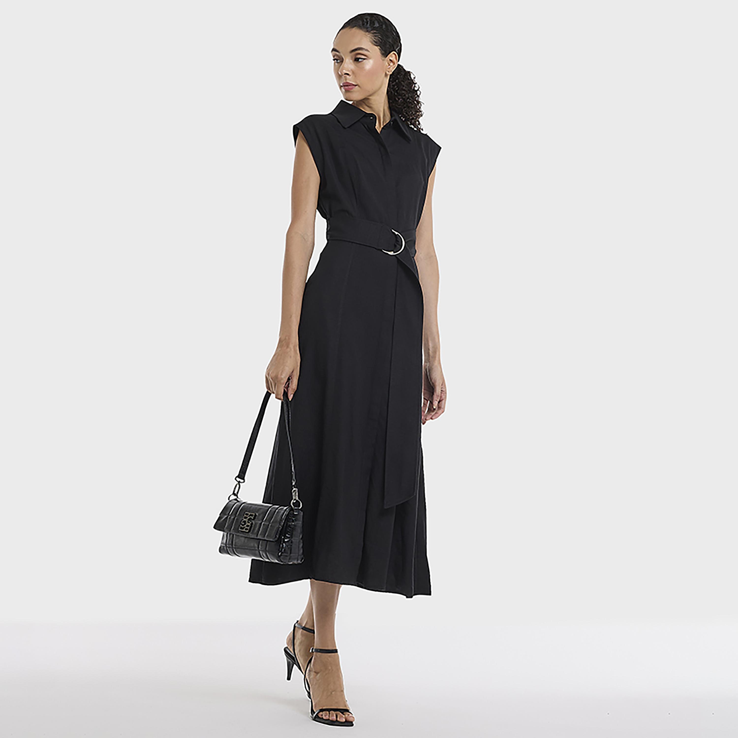BCBG Cap Sleeves Belted Women's Midi Shirt Dress-women-clothing-dresses-image-6