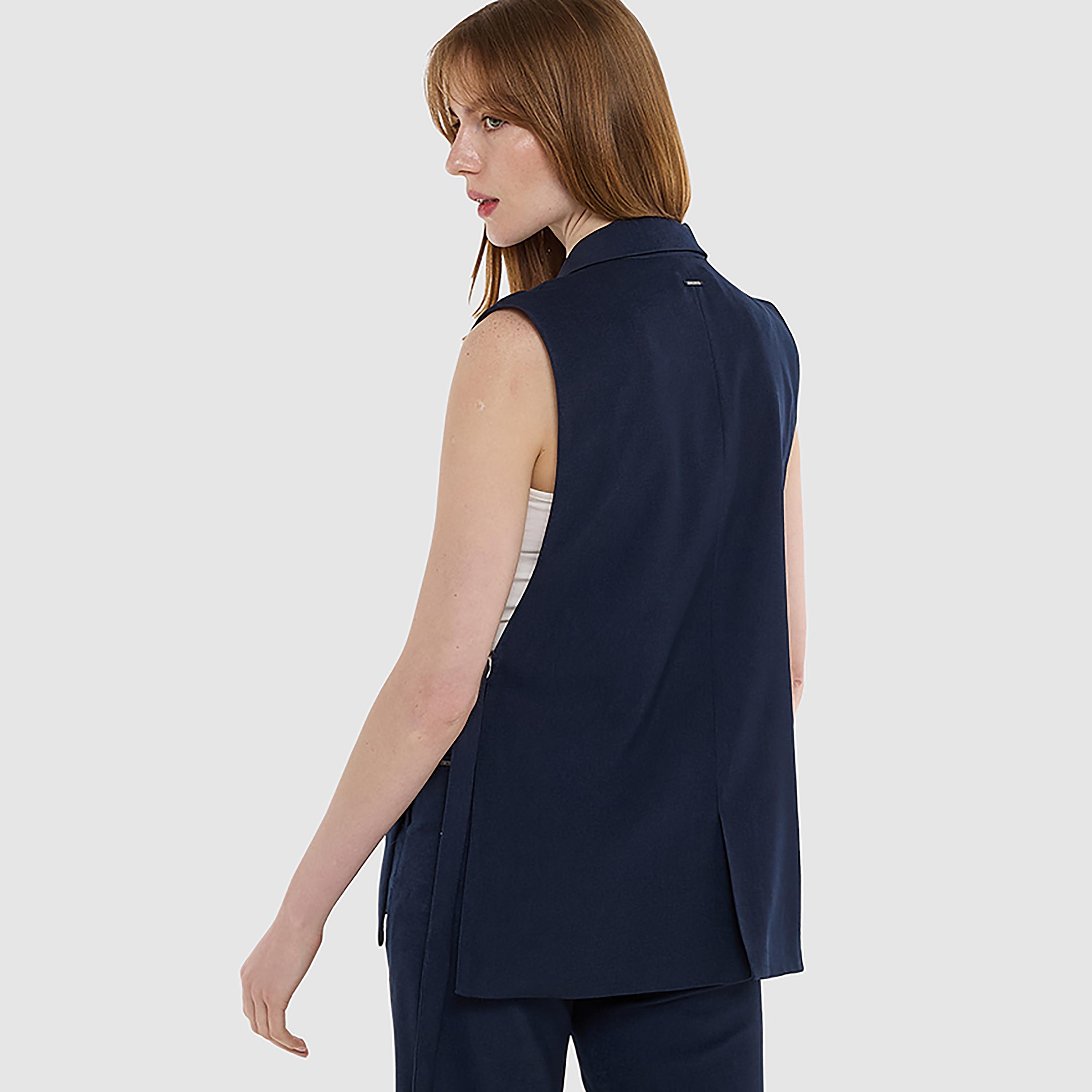 BCBG Deep Blue Lapel Collar Women's Single Breasted Blazer-women-clothing-coatsandjackets-blazers-image-3