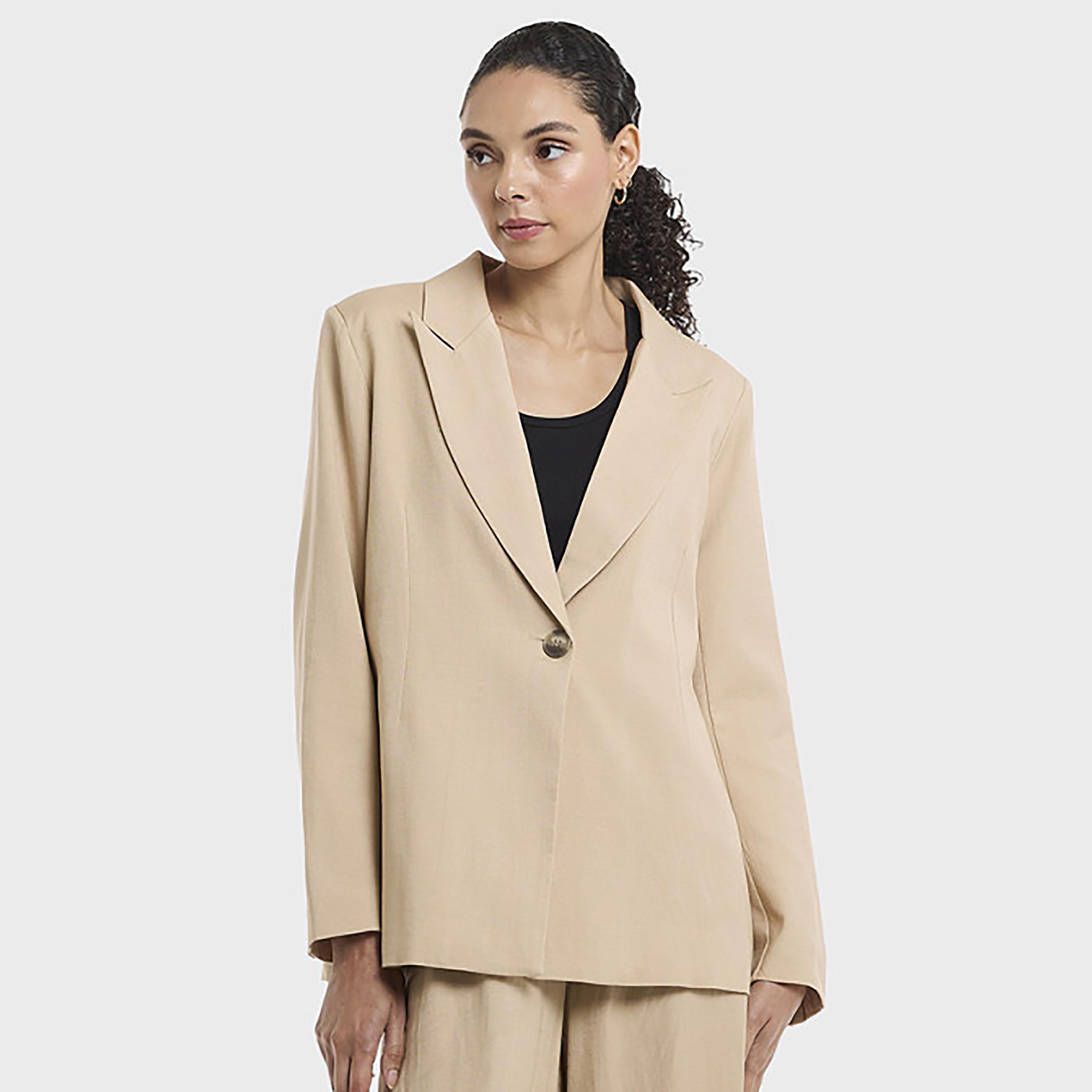 BCBG Linen Lapel Collar Women's Single Breasted Blazer-women-clothing-coatsandjackets-blazers-image-5