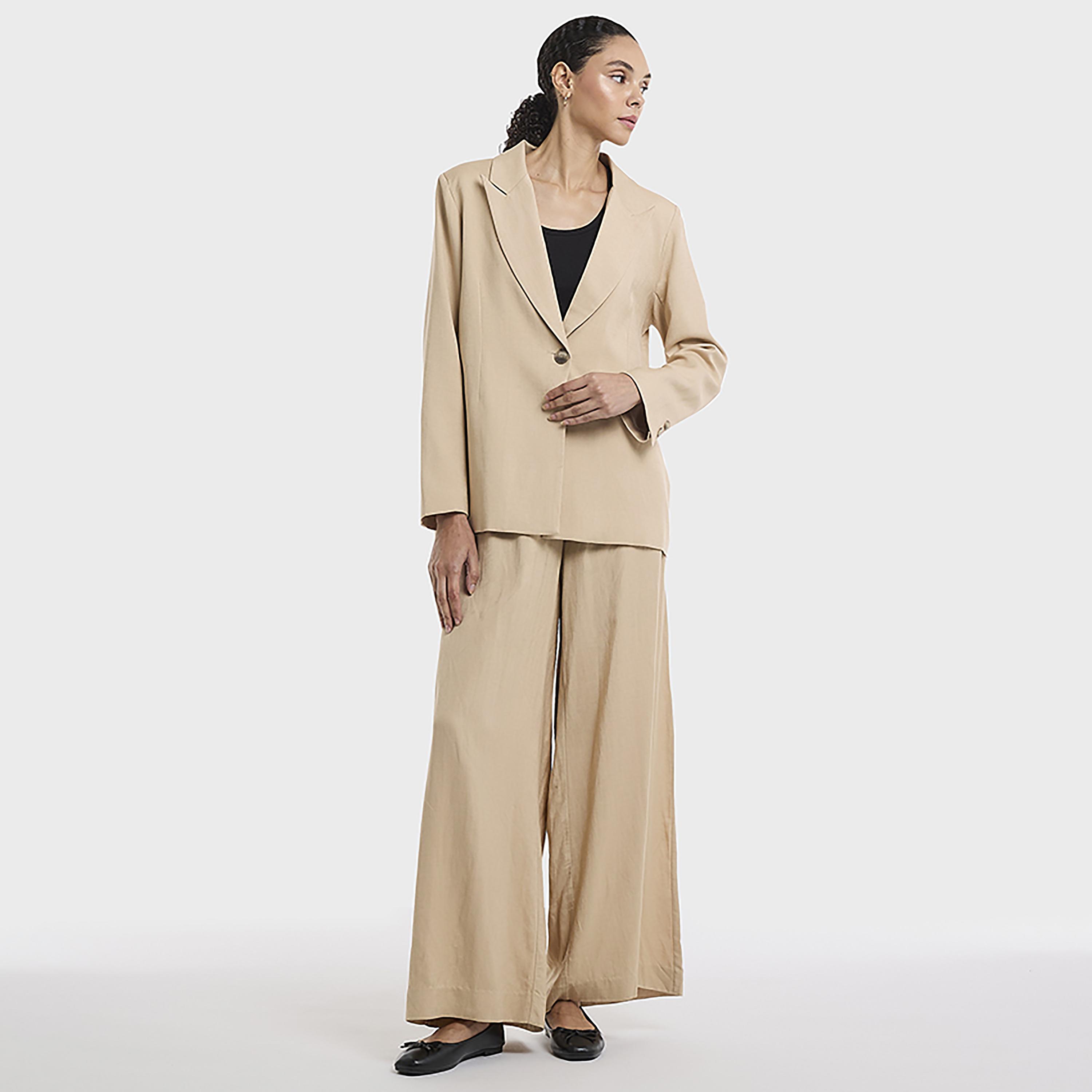 BCBG Linen Lapel Collar Women's Single Breasted Blazer-women-clothing-coatsandjackets-blazers-image-6