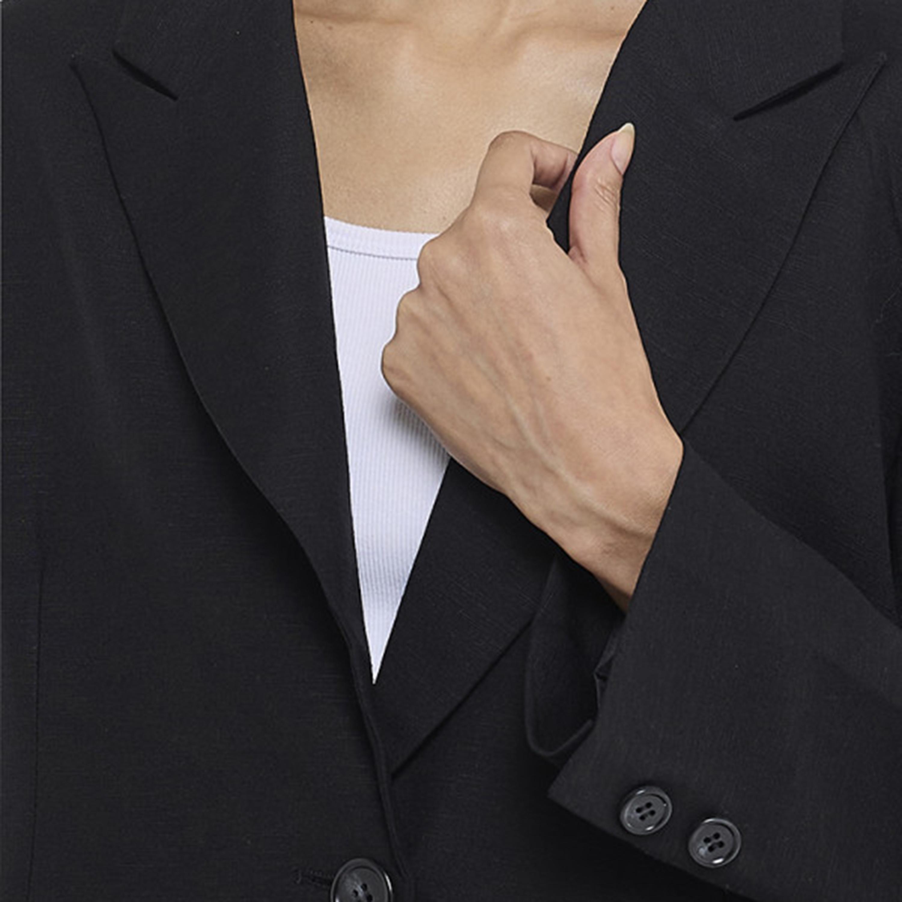 BCBG Linen Lapel Collar Women's Single Breasted Blazer-women-clothing-coatsandjackets-blazers-image-4