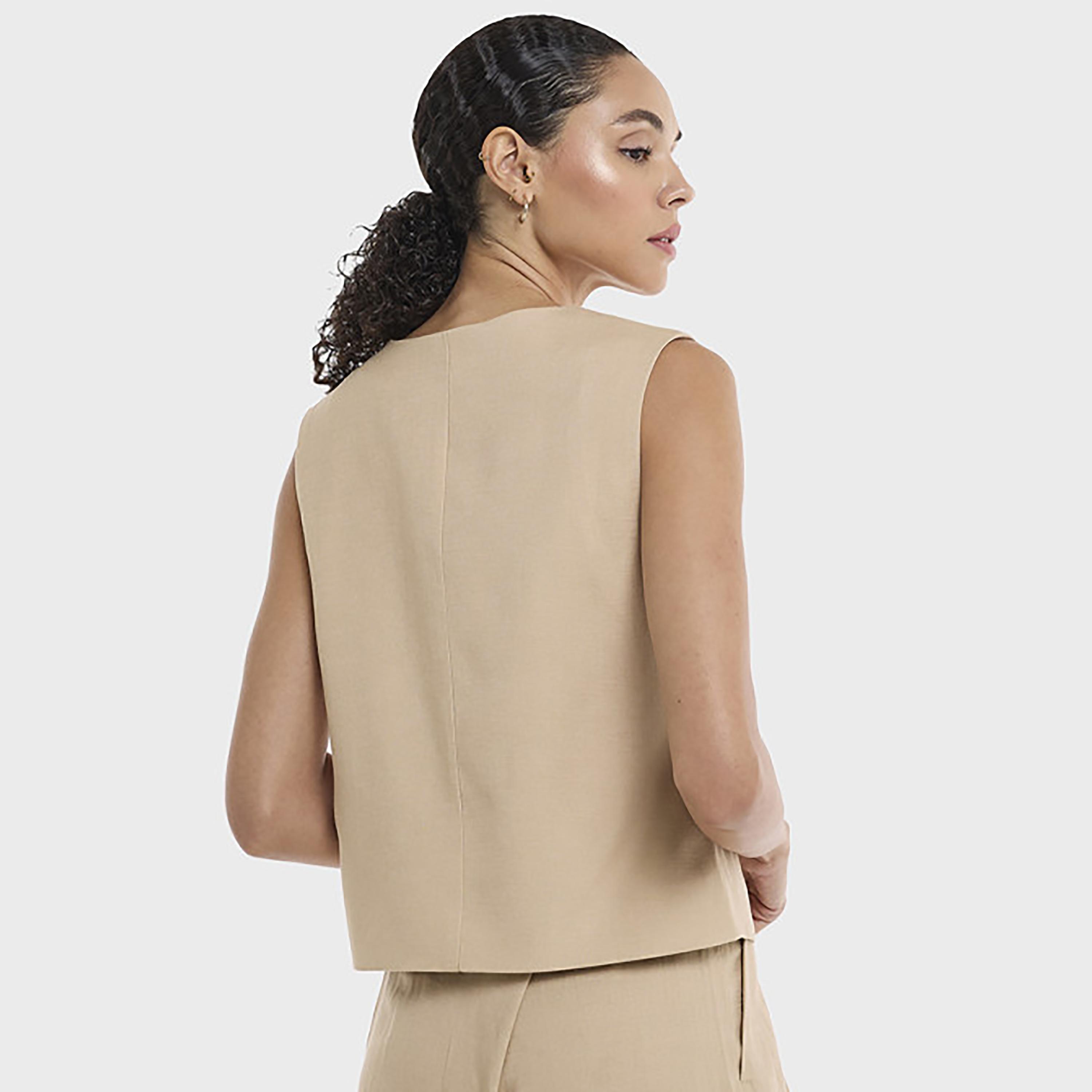 BCBG Linen Women's Waistcoat-women-winterwear-coatsandjackets-waistcoats-image-3