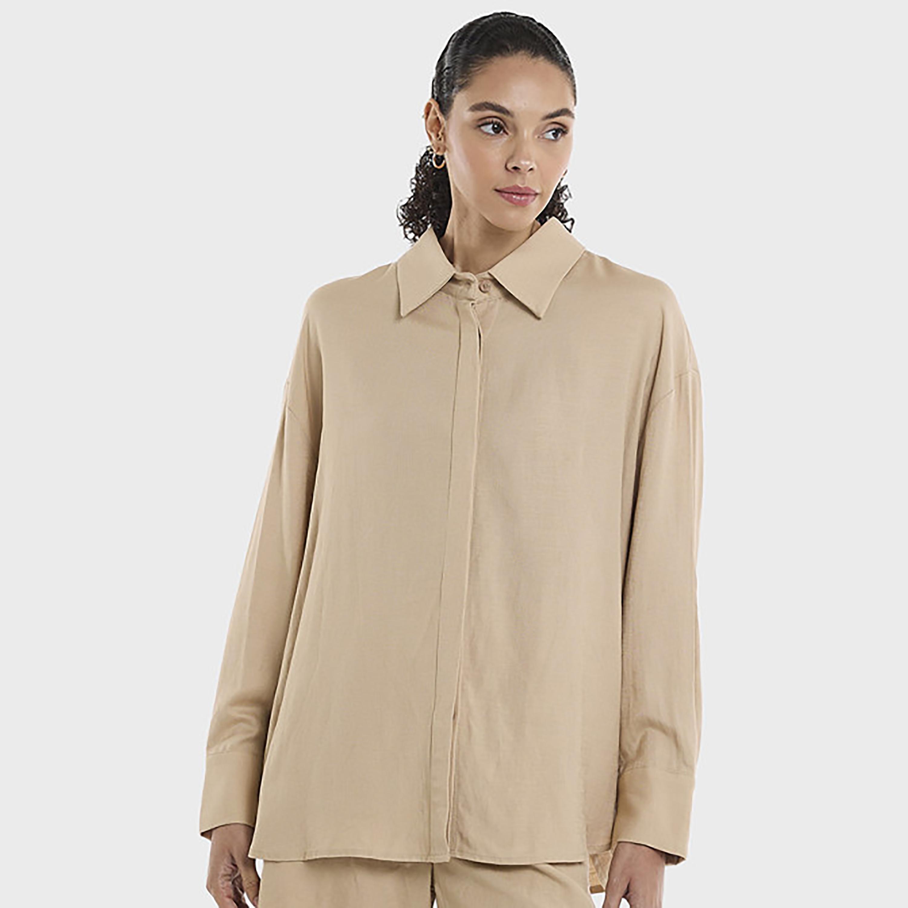 قميص نسائي بياقة وأكمام منسدلة من الكتان من بي سي بي جي-women-clothing-shirtsandblouses-shirts-image-6