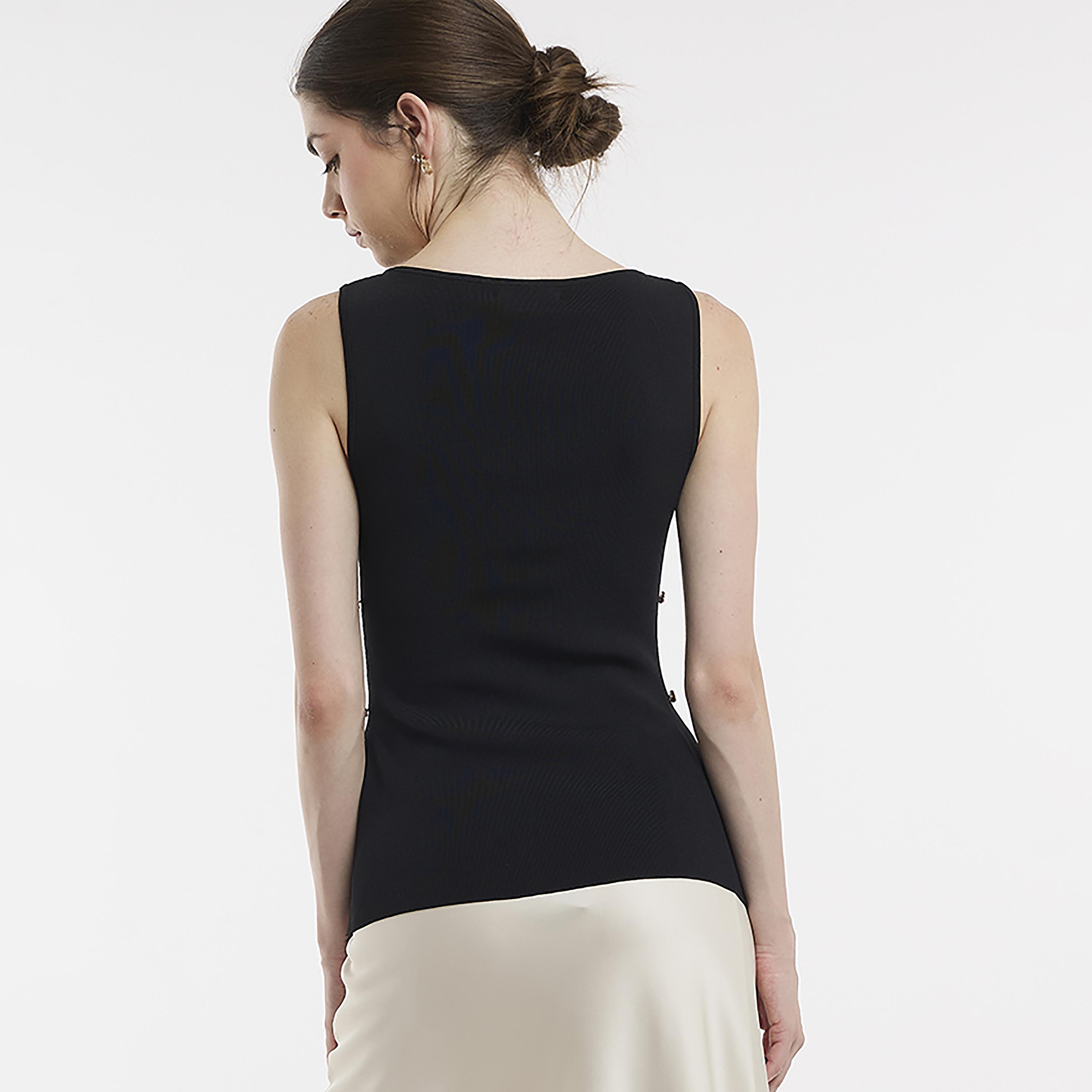 BCBG Black Knitted Sleeveless Women's Blouse-women-clothing-shirtsandblouses-blouses-image-3