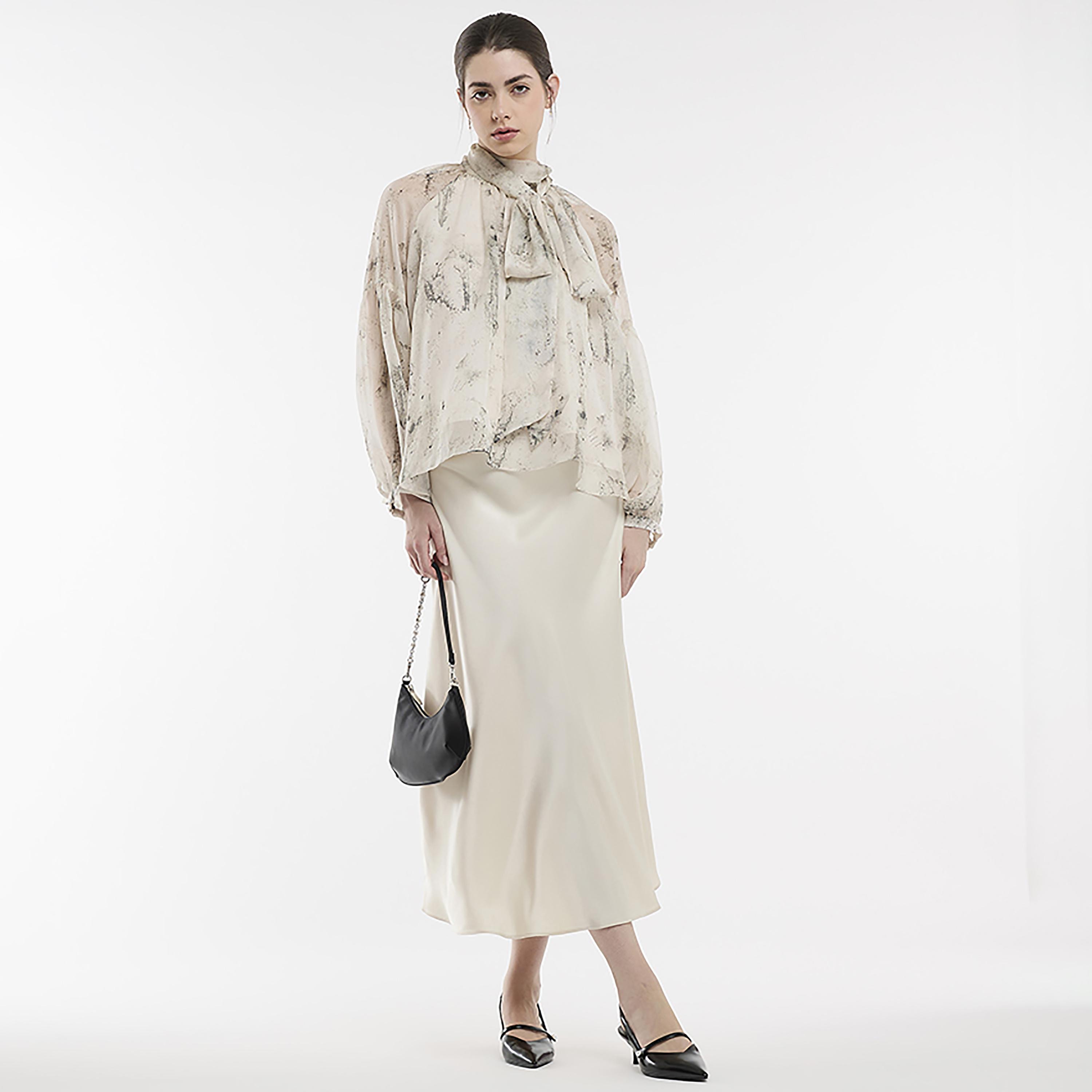 BCBG Printed High Tie Neck Women's Top-women-clothing-shirtsandblouses-blouses-image-2