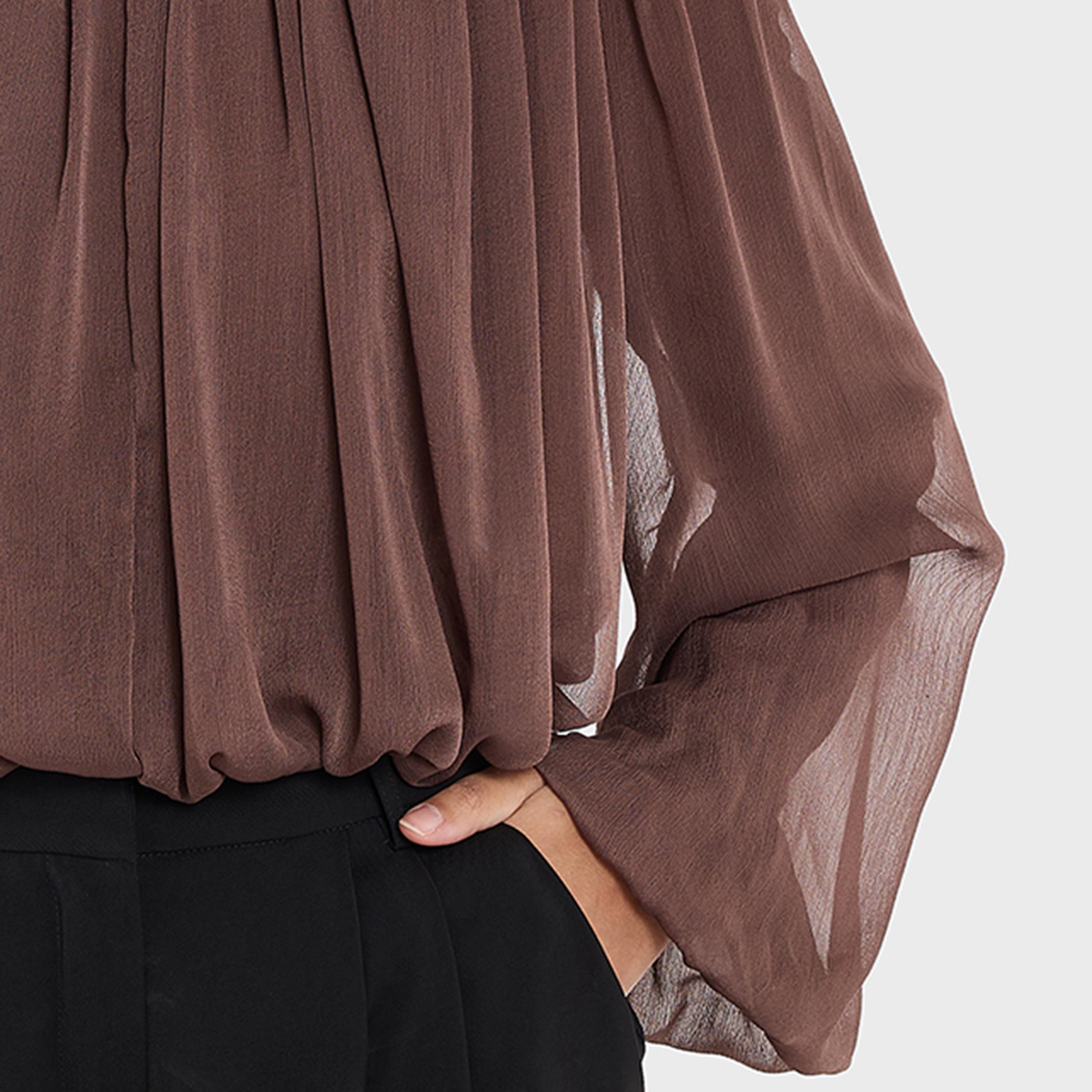 BCBG Purple Ruched Balloon Sleeves Women's Top-women-clothing-shirtsandblouses-blouses-image-4