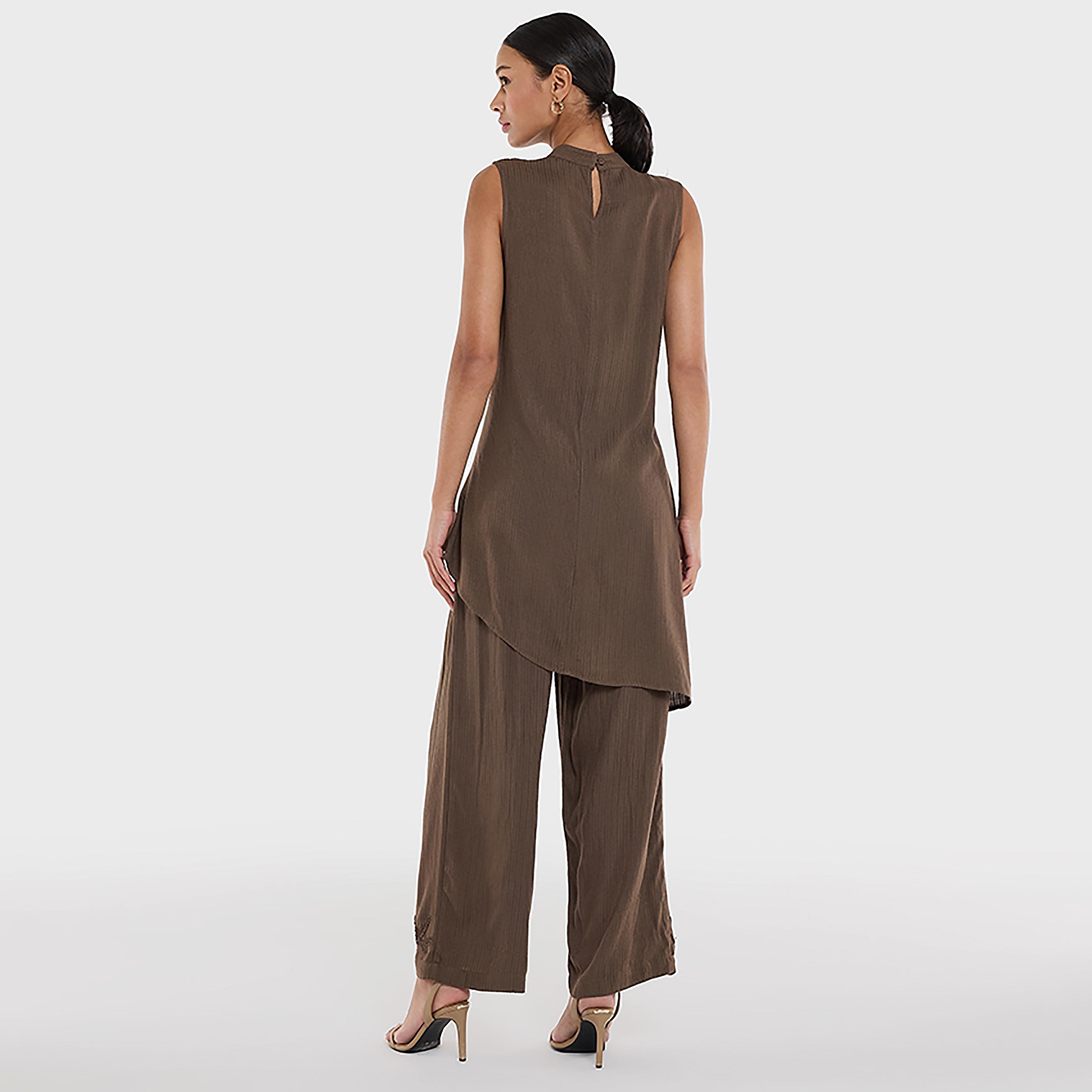 BCBG Brown Embellished Mock Neck Women's Top-women-clothing-shirtsandblouses-blouses-image-3