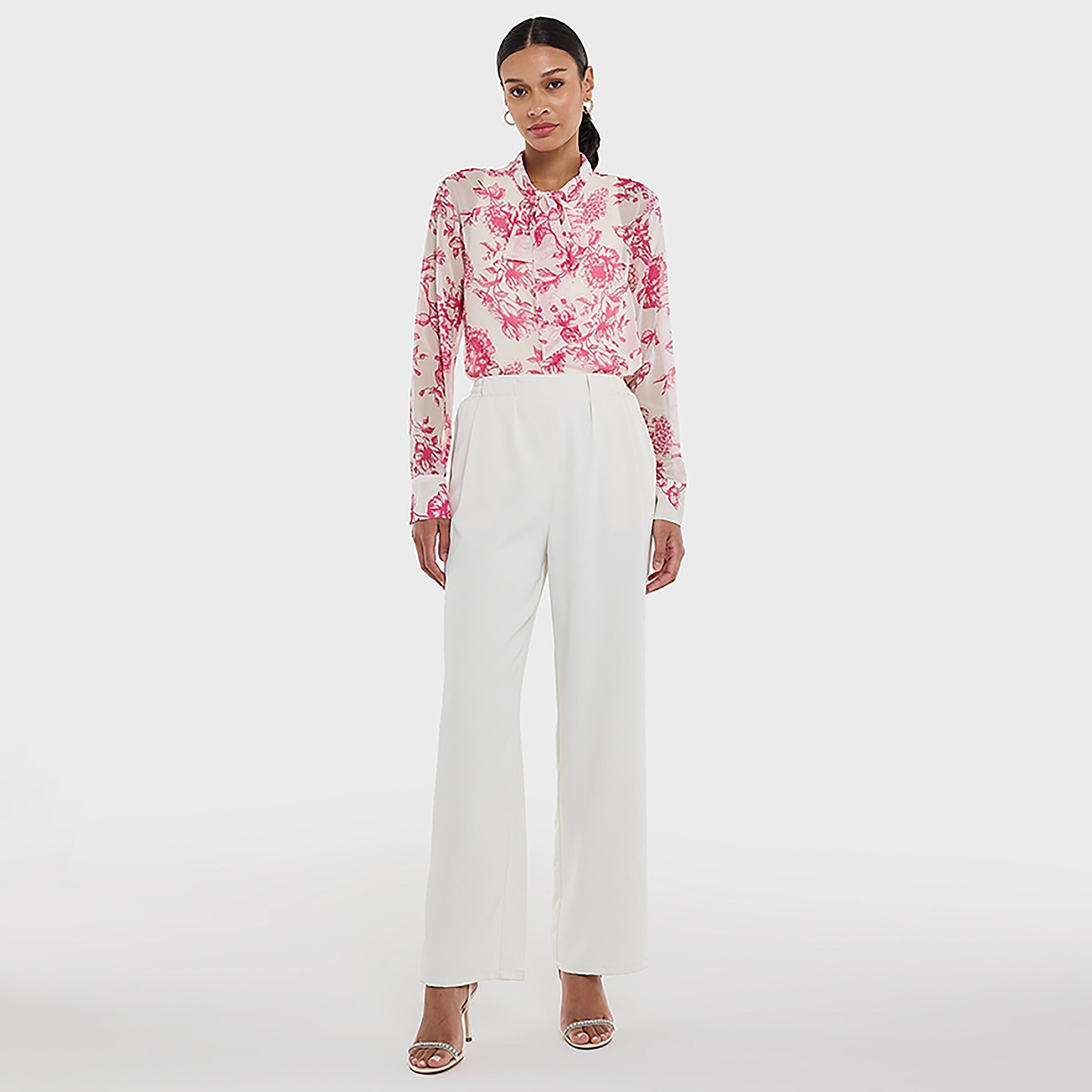 بلوزة وردية اللون بطبعة زهور ورقبة مربوطة للنساء من بي سي بي جي-women-clothing-shirtsandblouses-blouses-image-2