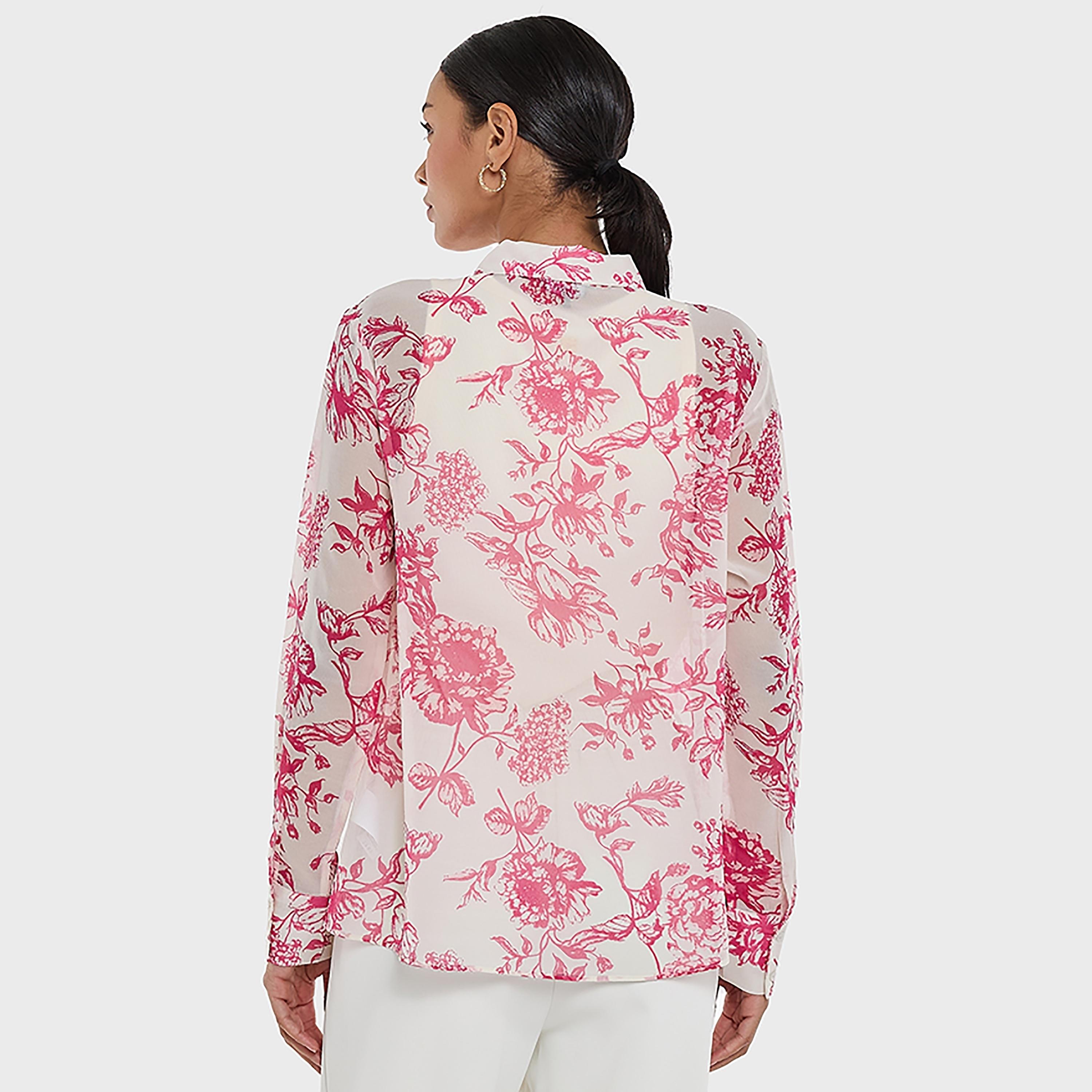 بلوزة وردية اللون بطبعة زهور ورقبة مربوطة للنساء من بي سي بي جي-women-clothing-shirtsandblouses-blouses-image-3