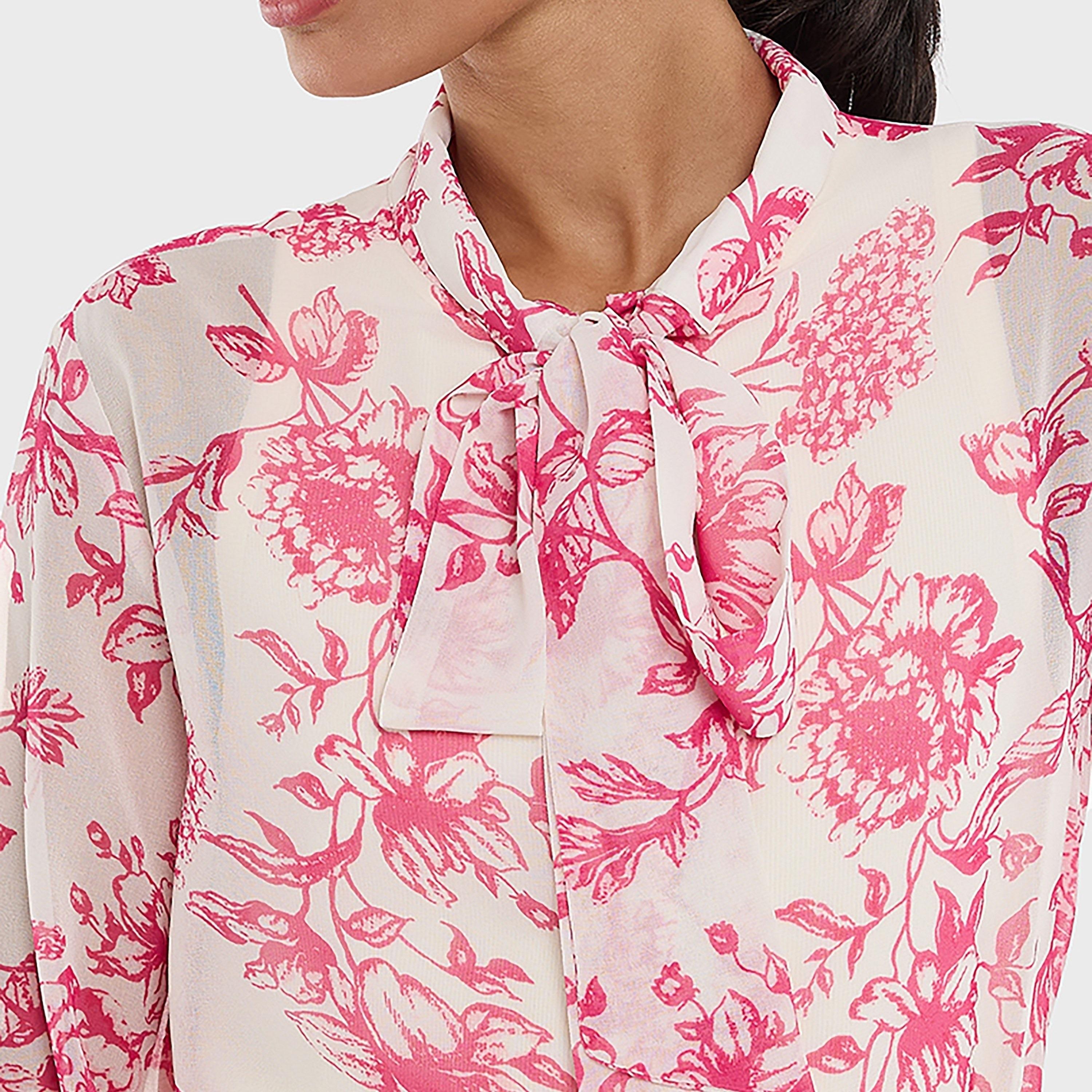 بلوزة وردية اللون بطبعة زهور ورقبة مربوطة للنساء من بي سي بي جي-women-clothing-shirtsandblouses-blouses-image-4