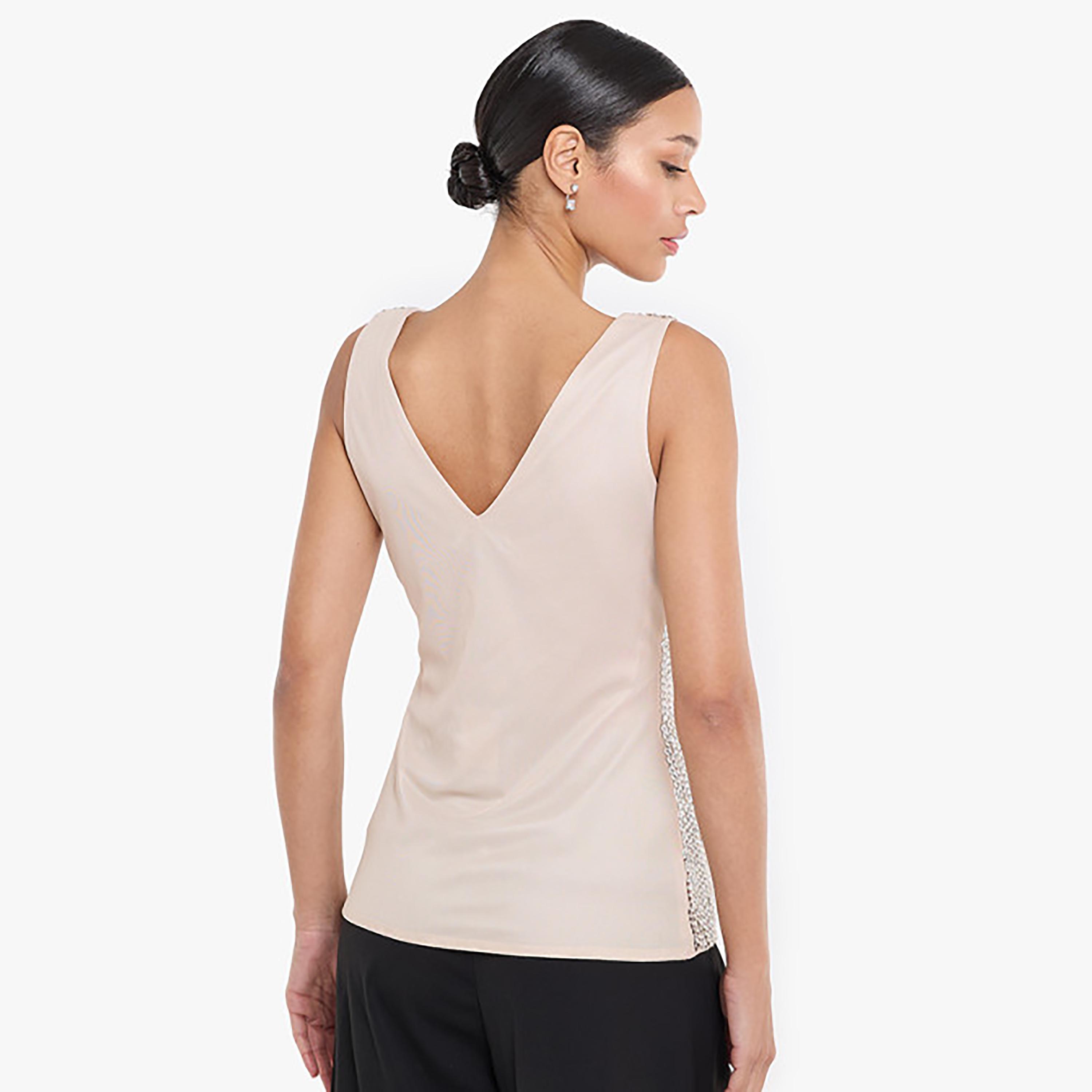 BCBG Nude Sequined Women's Top-women-clothing-shirtsandblouses-blouses-image-3