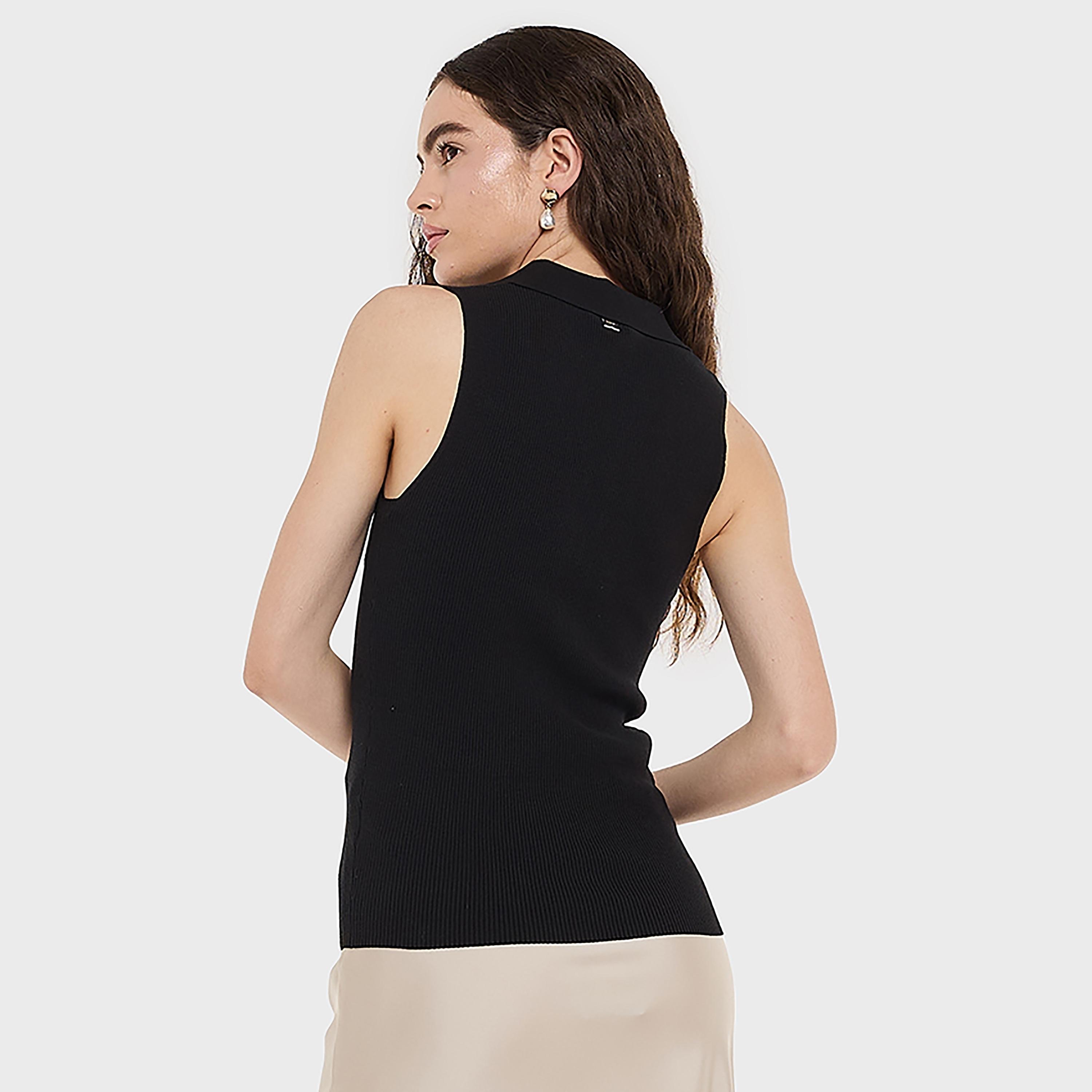 BCBG Ribbed Collared Women's Top-women-clothing-shirtsandblouses-blouses-image-3