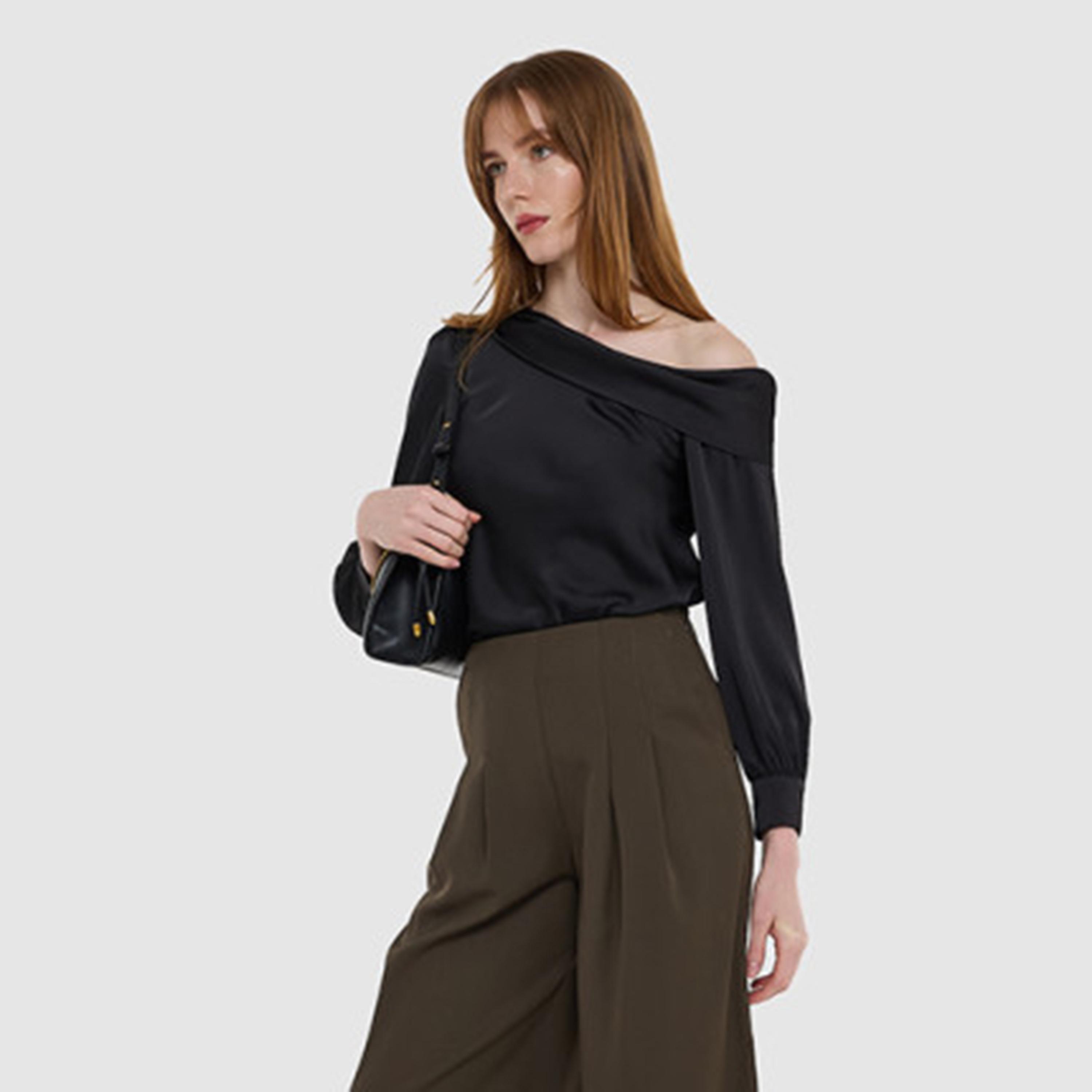 بلوزة نسائية ساتان بكتف واحد وأكمام منفوخة من بي سي بي جي-women-clothing-shirtsandblouses-blouses-image-6