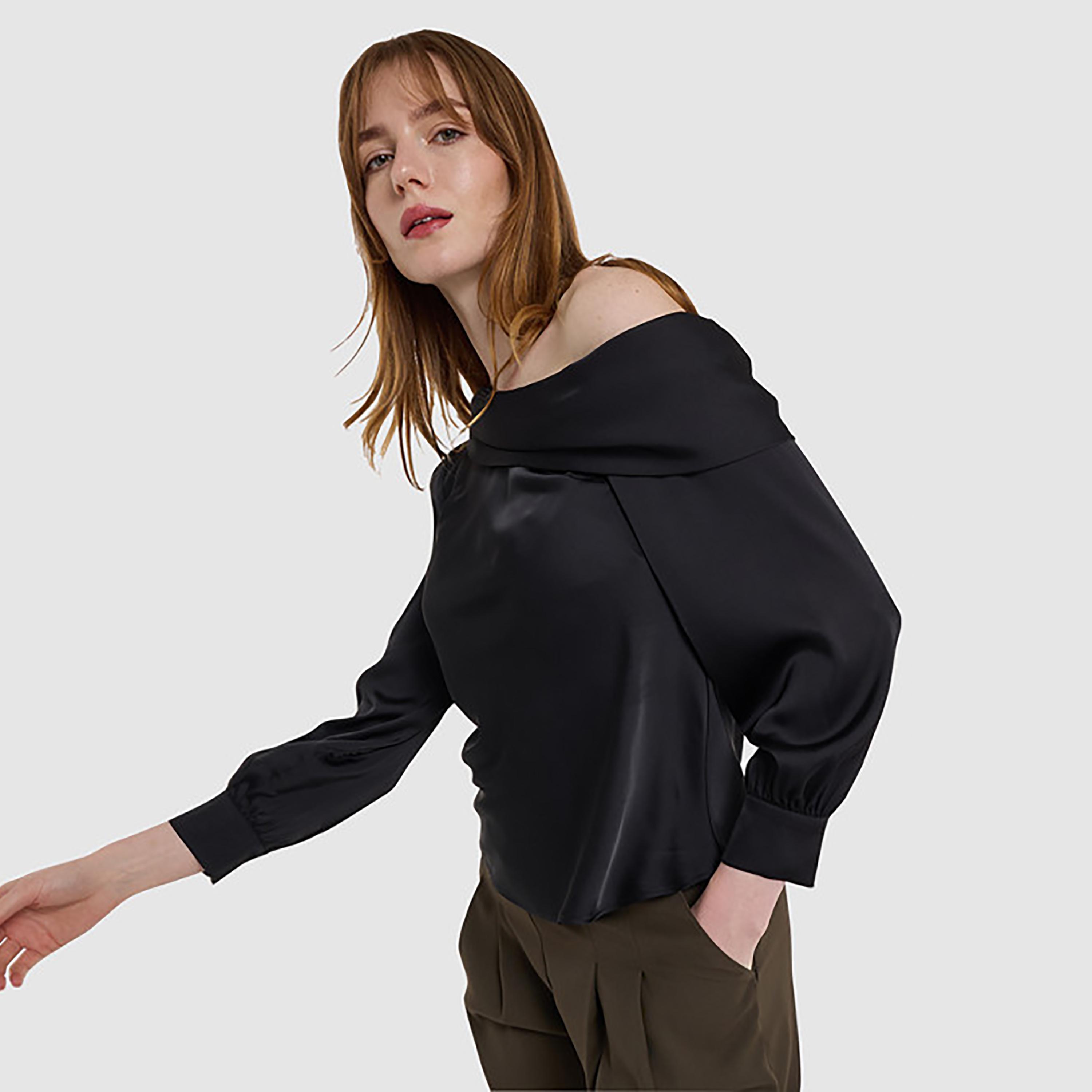 بلوزة نسائية ساتان بكتف واحد وأكمام منفوخة من بي سي بي جي-women-clothing-shirtsandblouses-blouses-image-9
