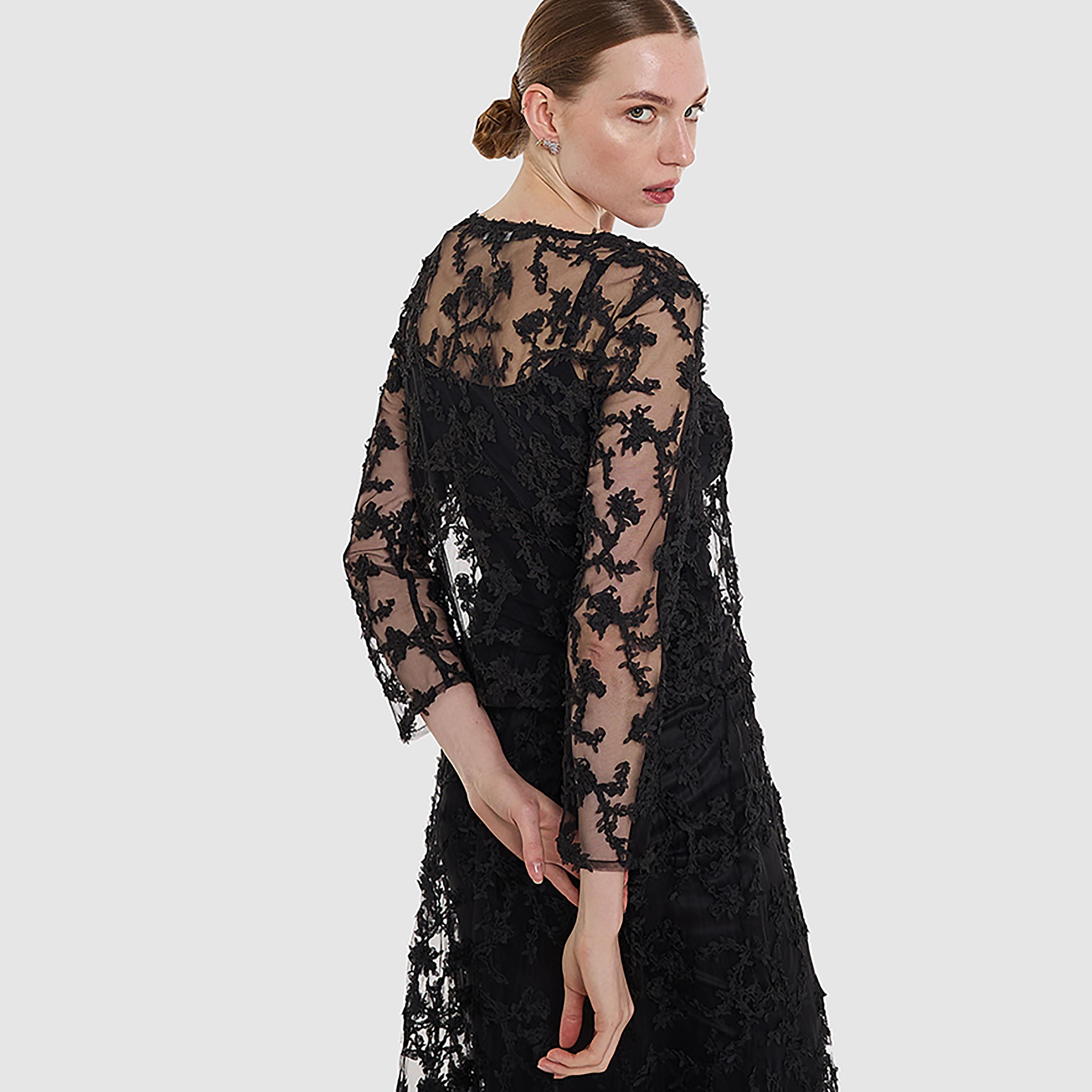 BCBG Black Sheer Floral Embroidered Net Women's Top-women-clothing-shirtsandblouses-blouses-image-3